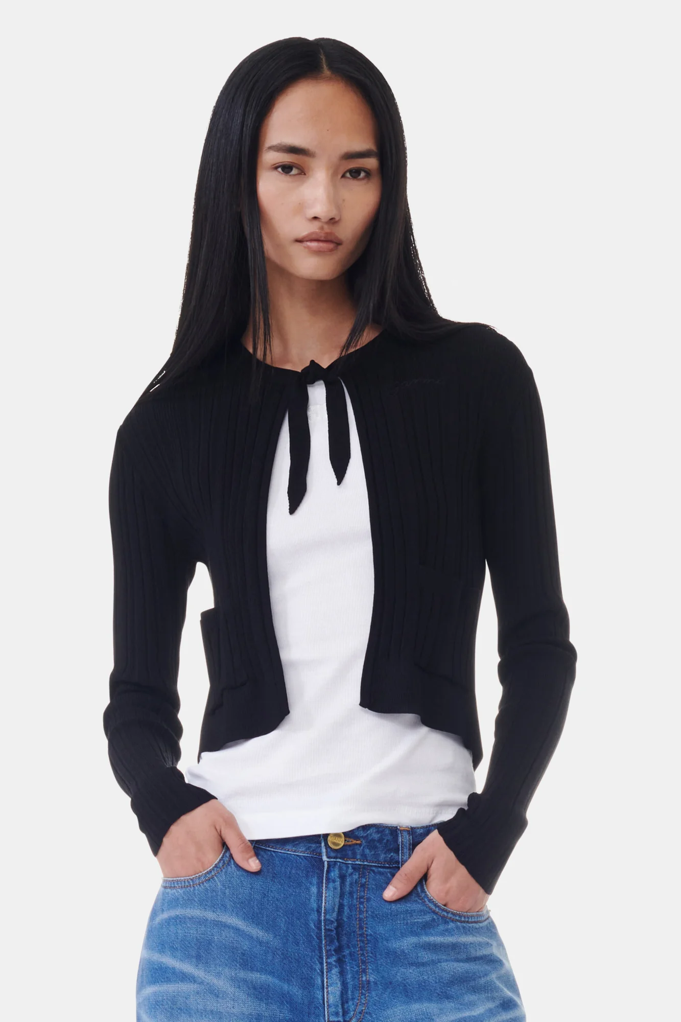 Open-front Cardigan | Black - Image 3