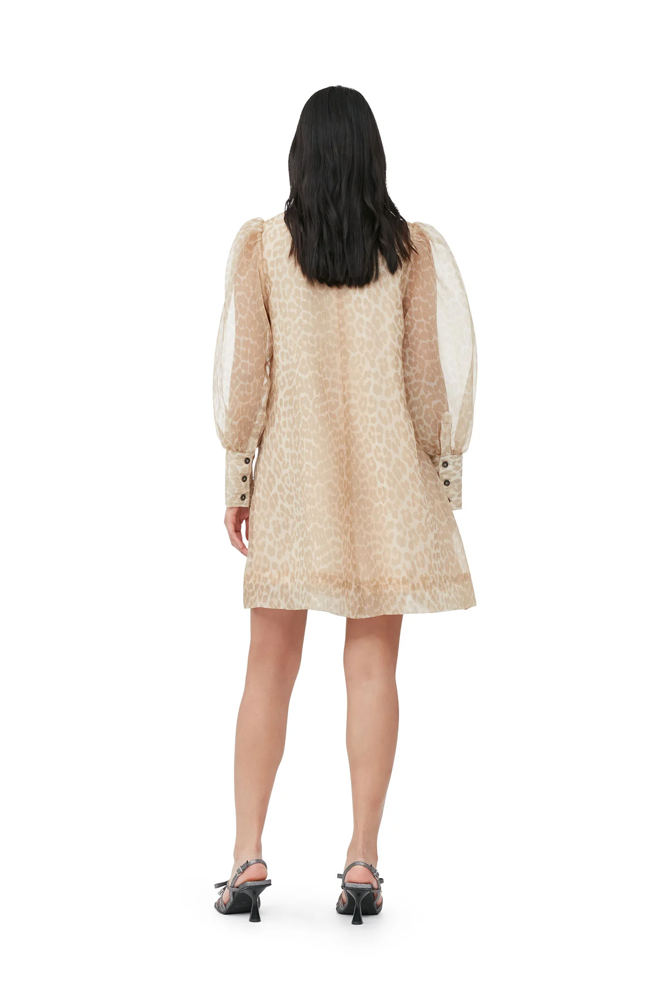Organza A-shaped Mini Dress | Oyster Gray - Image 5