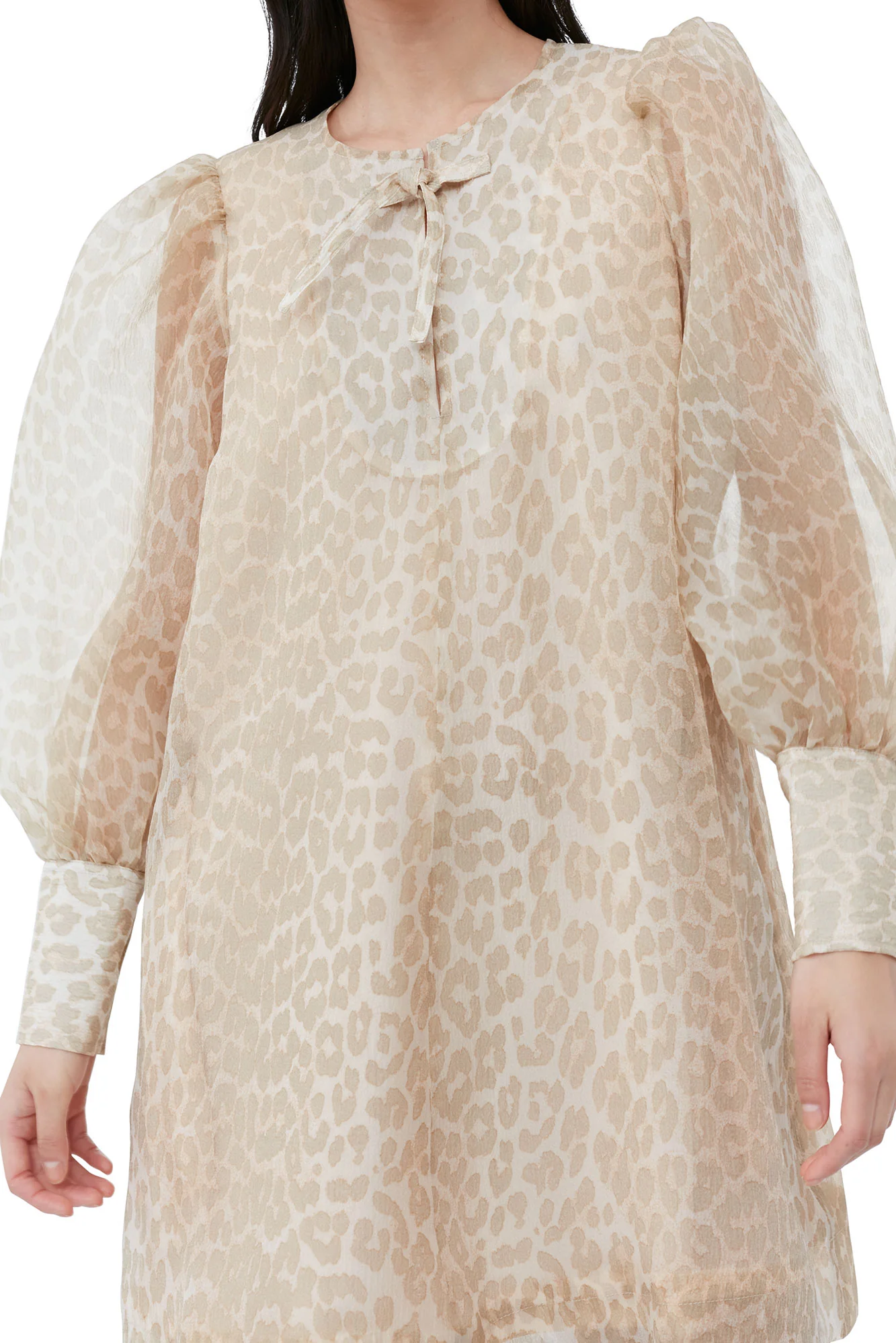 Organza A-shaped Mini Dress | Oyster Gray - Image 6
