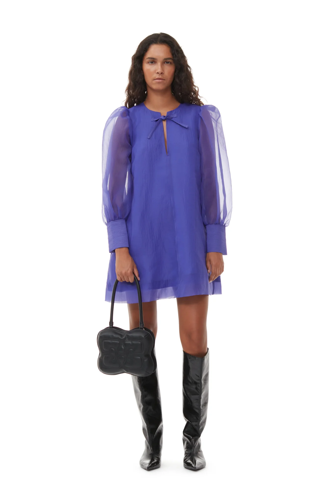 Organza A-shaped Mini Dress | Simply Purple - Image 3