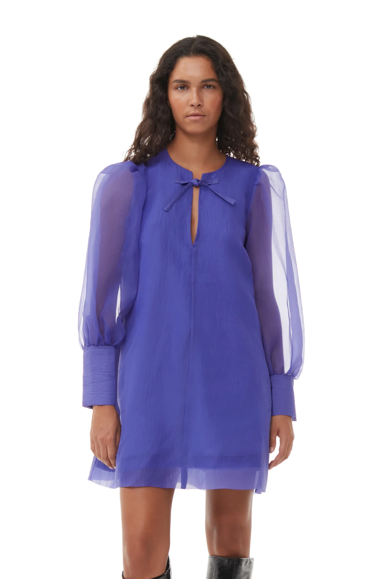 Organza A-shaped Mini Dress | Simply Purple - Image 4