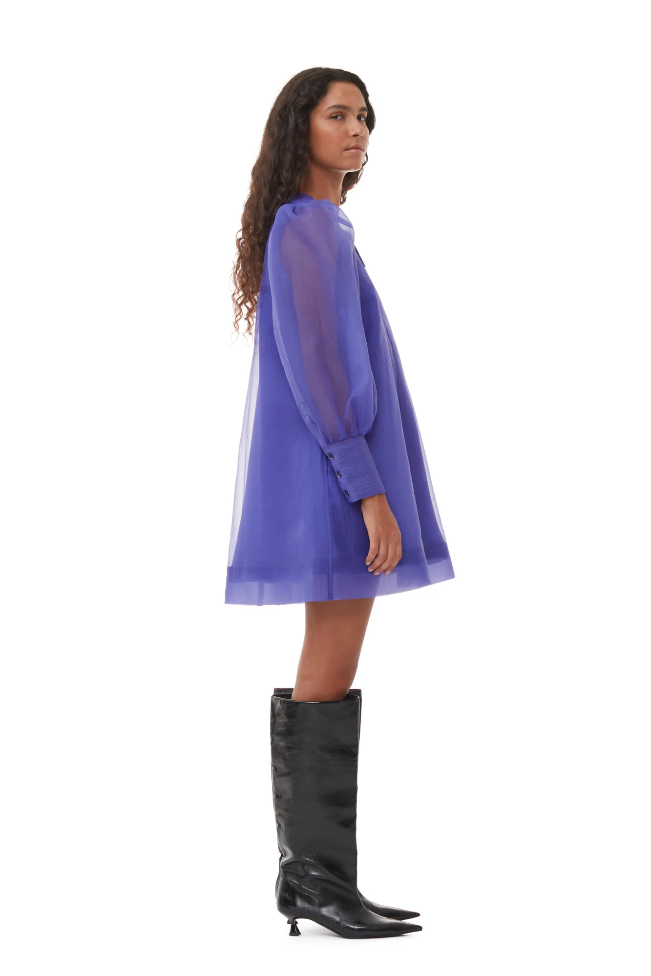 Organza A-shaped Mini Dress | Simply Purple - Image 5