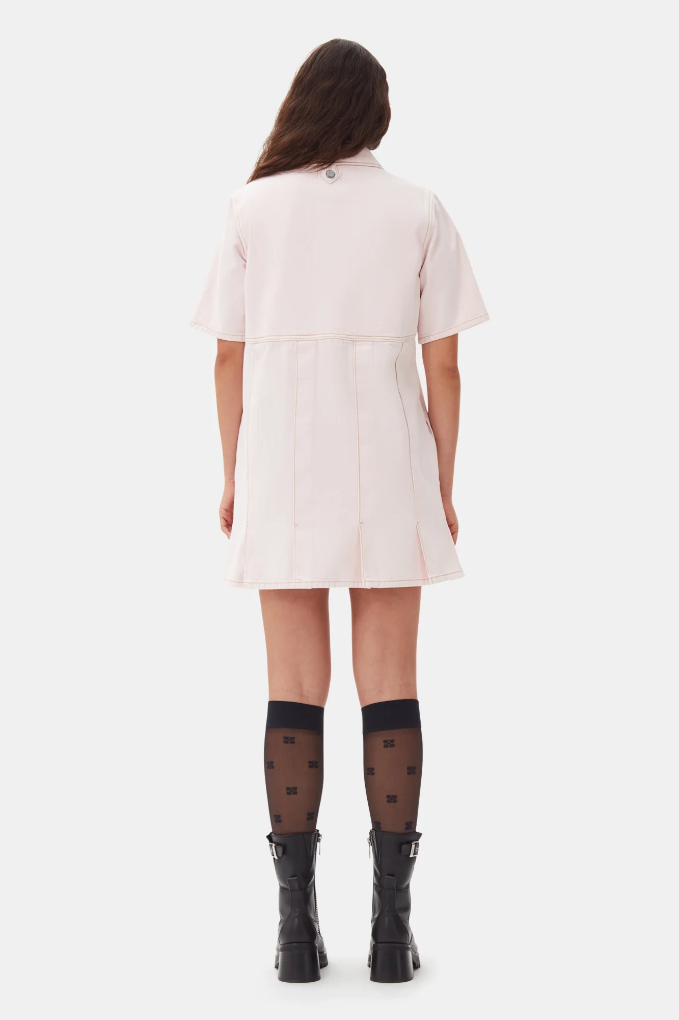 Overdyed Denim Mini Dress | Chalk Pink - Image 6