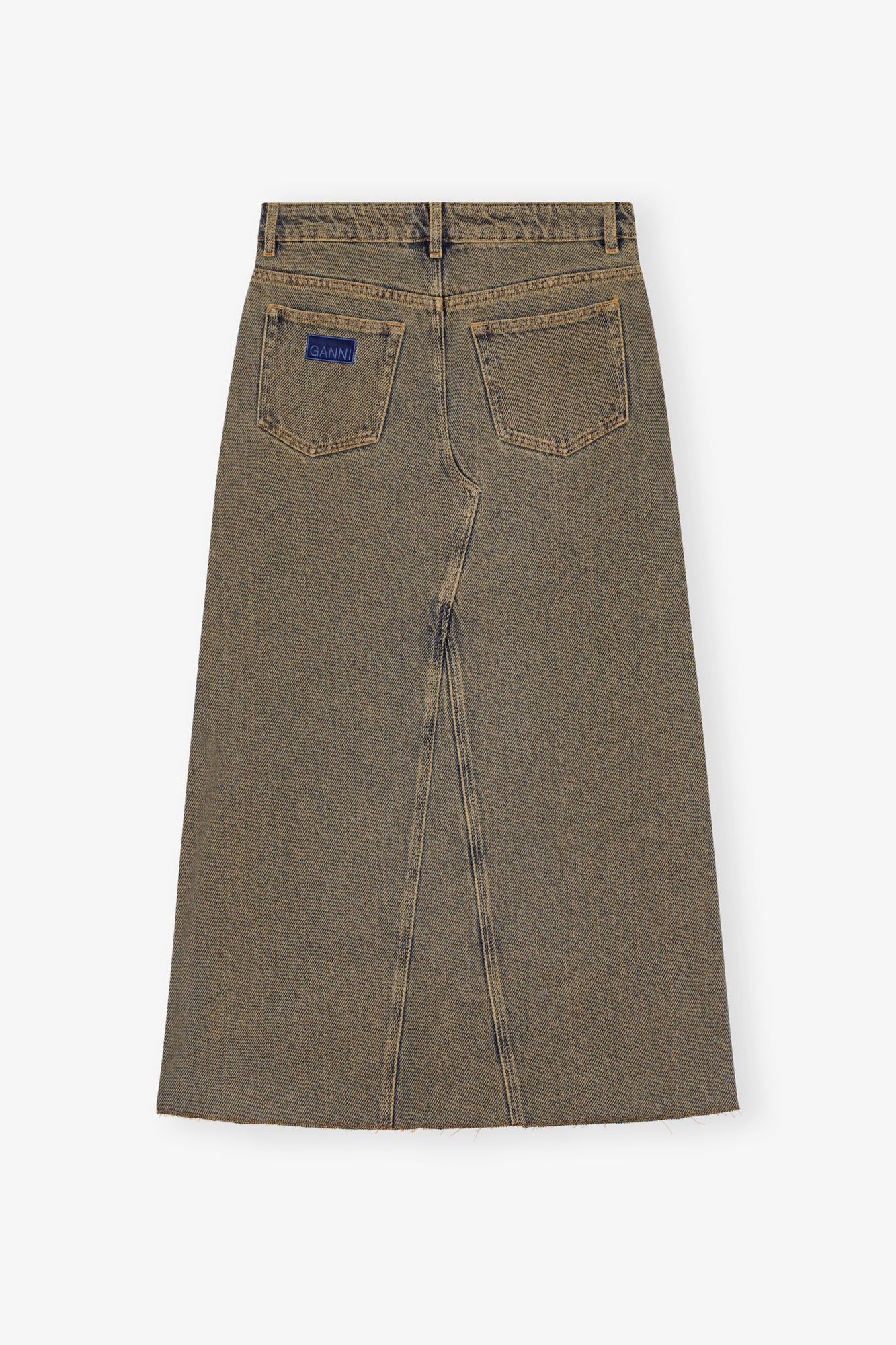 Overdyed Heavy Denim Maxi Skirt | Shitake - Image 2