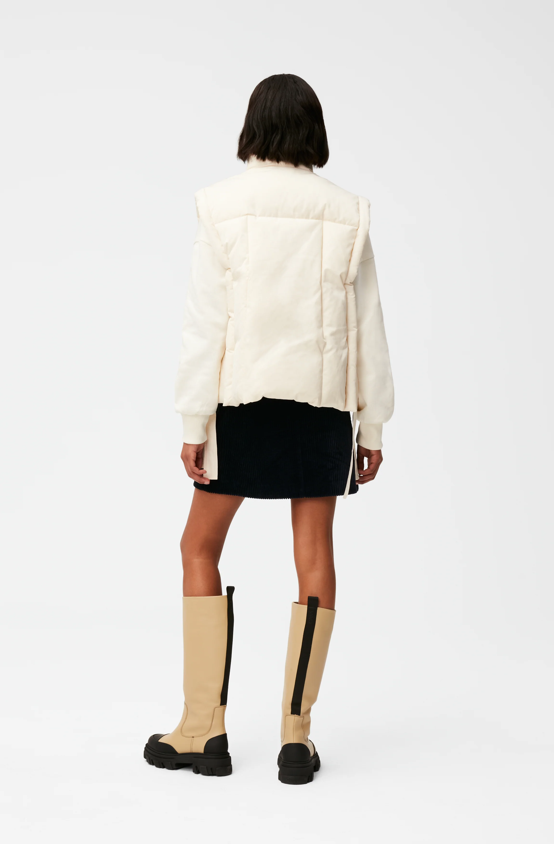 Oversized Shiny Puff Vest | Buttercream - Image 4