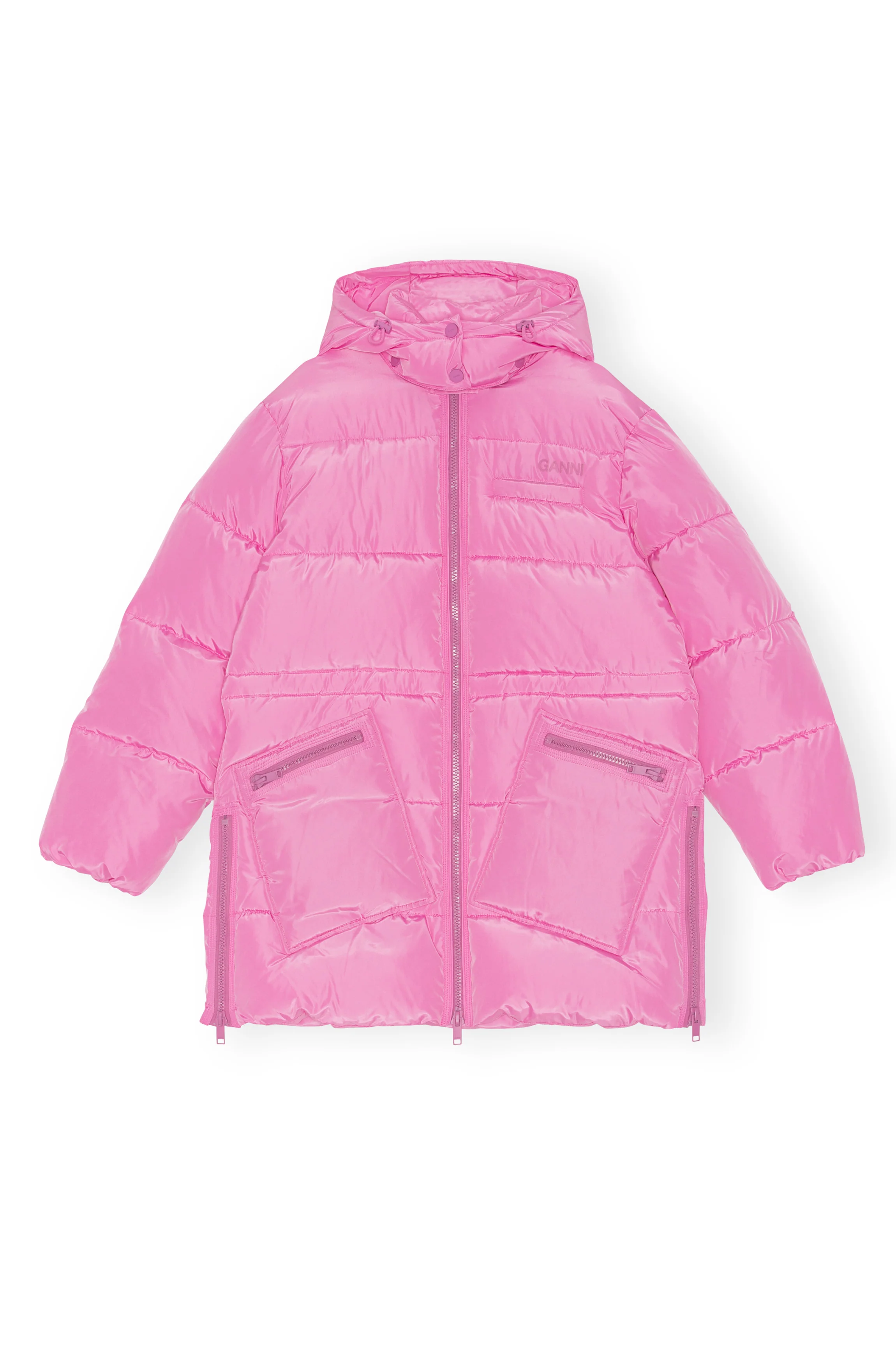 Oversized Tech Puffer Midi Jacket | Cyclamen