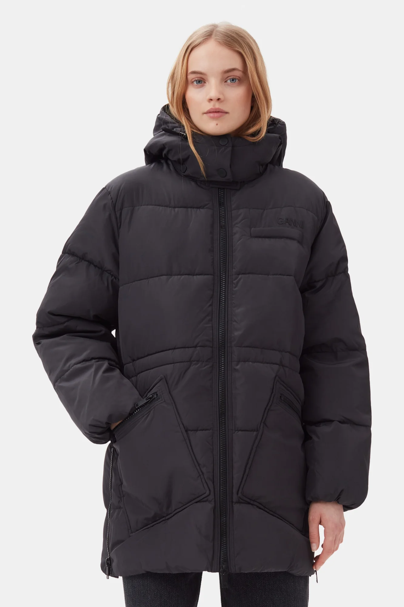 Oversized Tech Puffer Midi Jacket | Phantom - Image 3