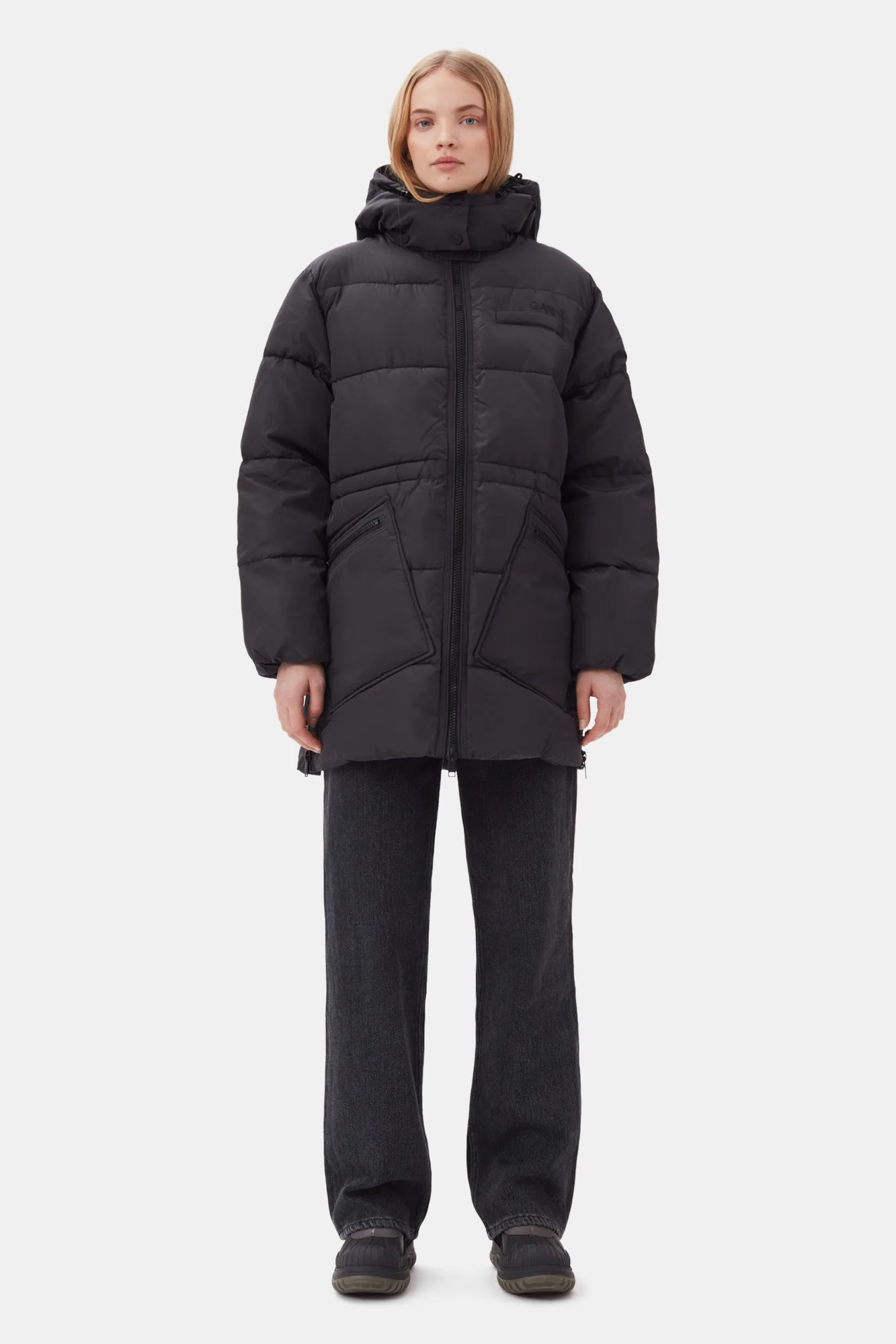 Oversized Tech Puffer Midi Jacket | Phantom - Image 4