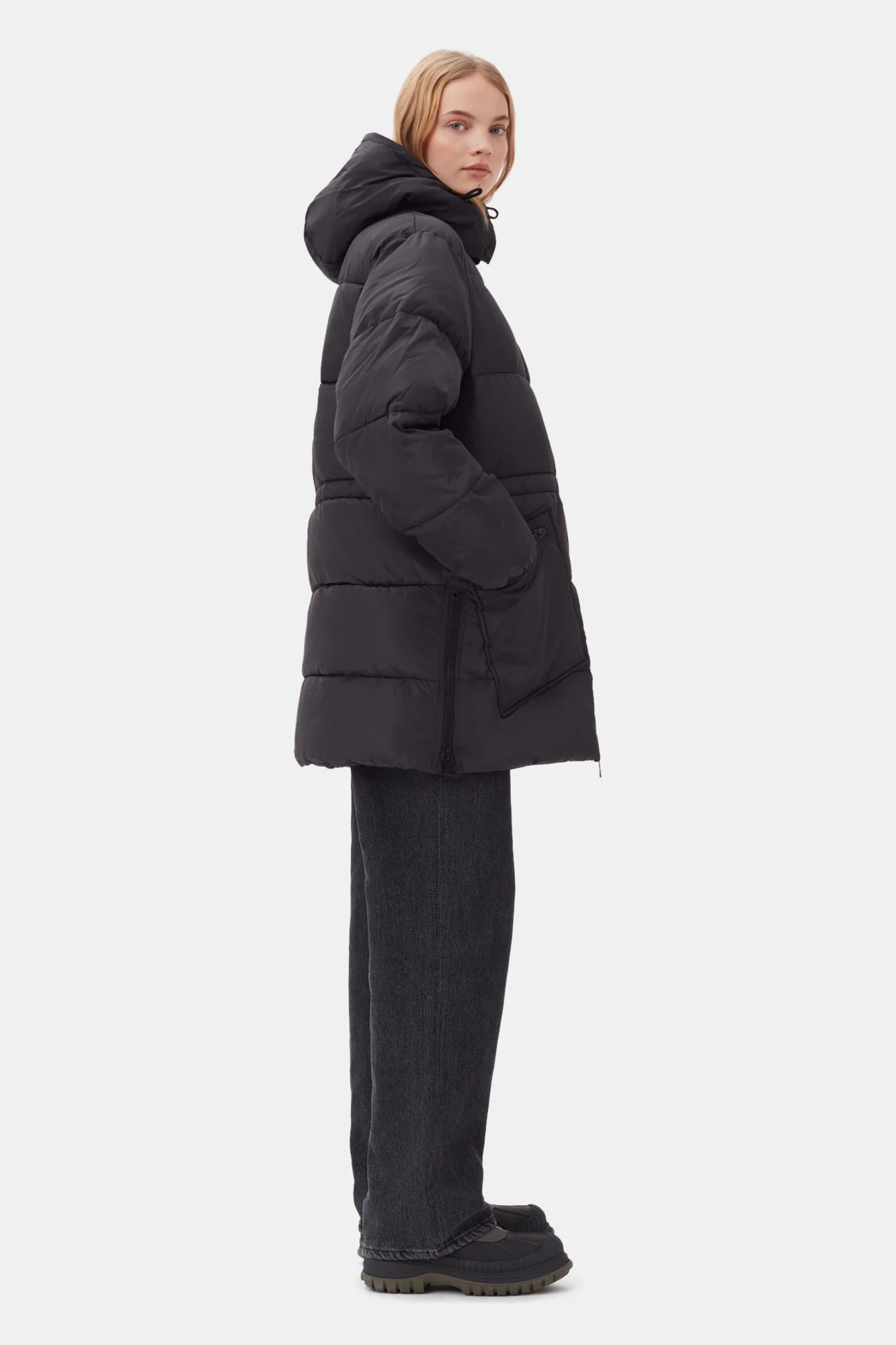 Oversized Tech Puffer Midi Jacket | Phantom - Image 5