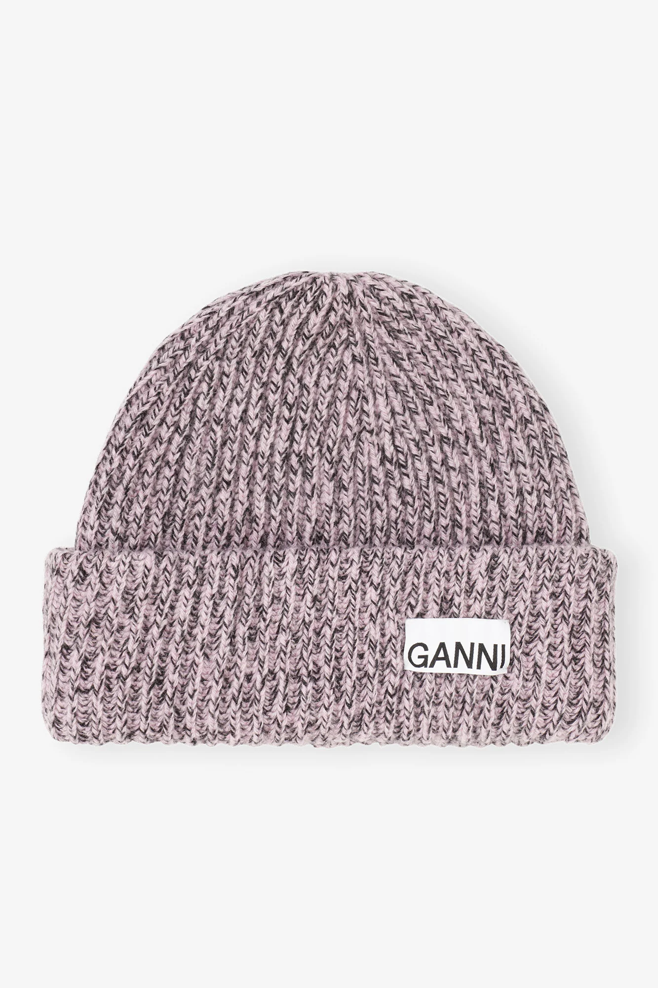 Oversized Wool Rib Knit Beanie | Lilac Sachet - Image 2