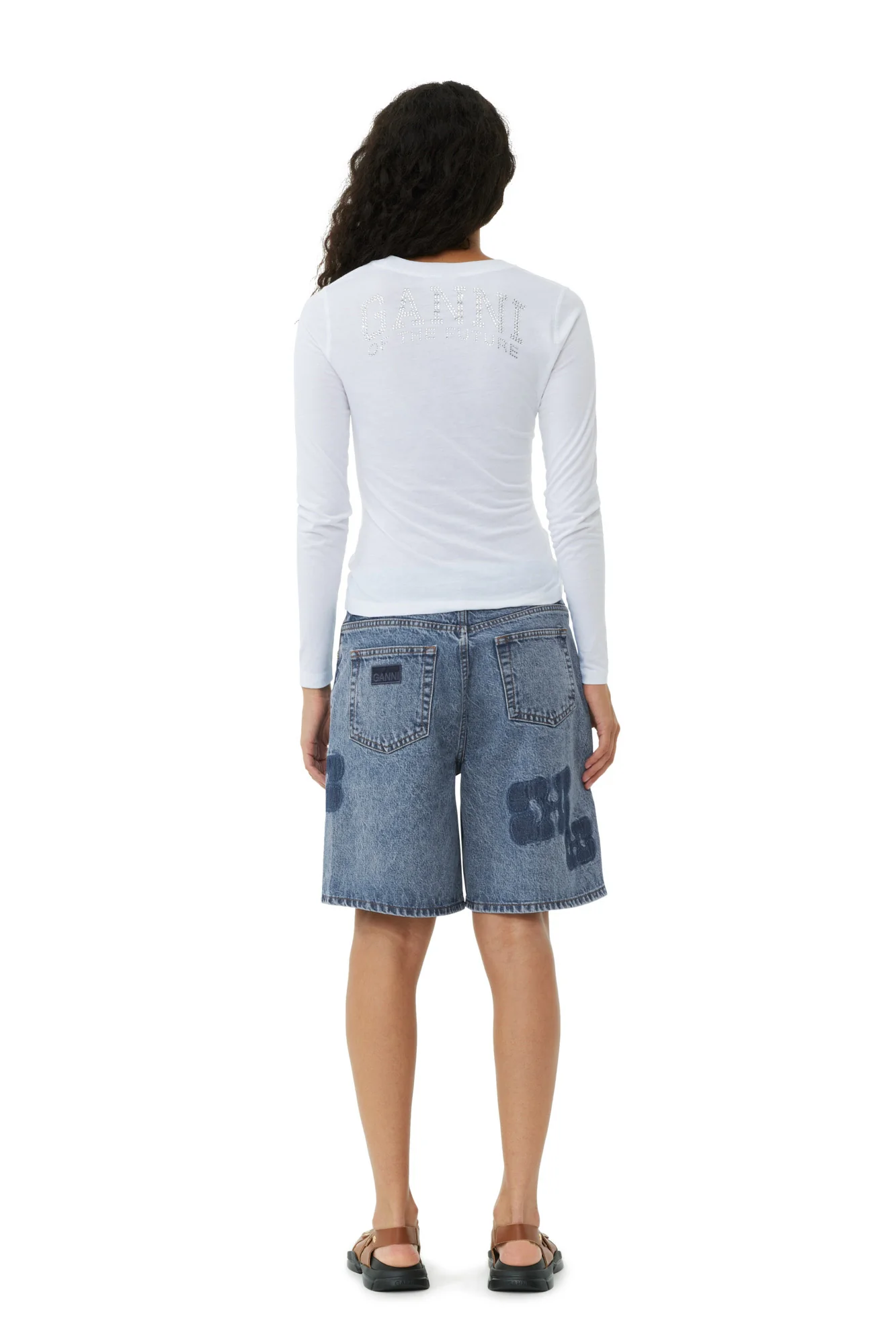 Patch Denim Shorts | Mid Blue Stone - Image 6
