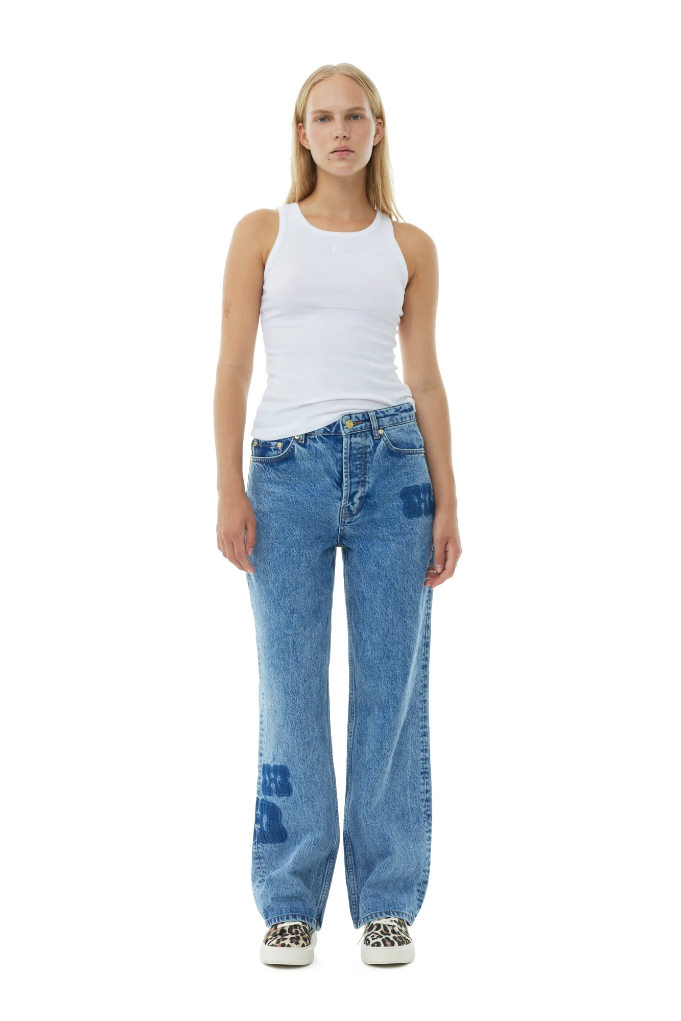 Patch Izey Jeans | Mid Blue Stone - Image 3