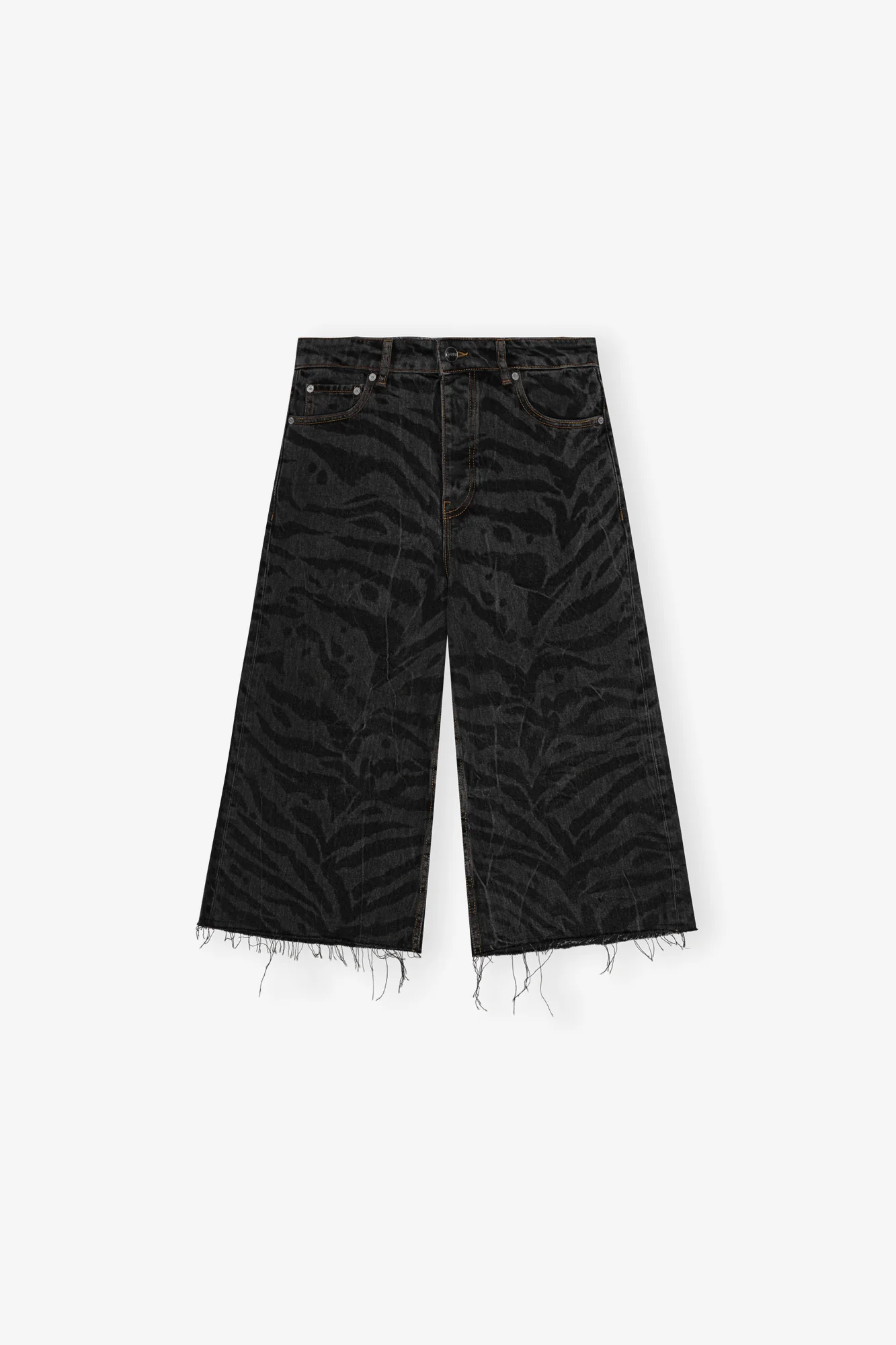 Patterned Denim Shorts | Black