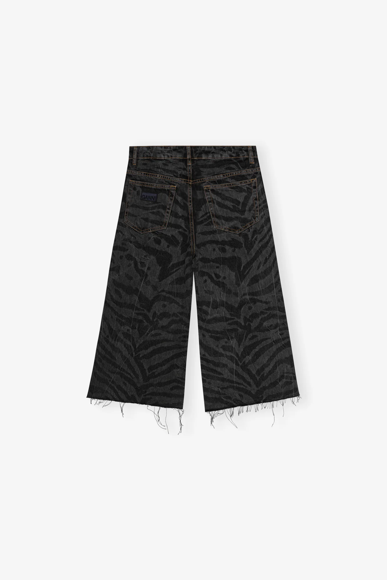 Patterned Denim Shorts | Black - Image 2