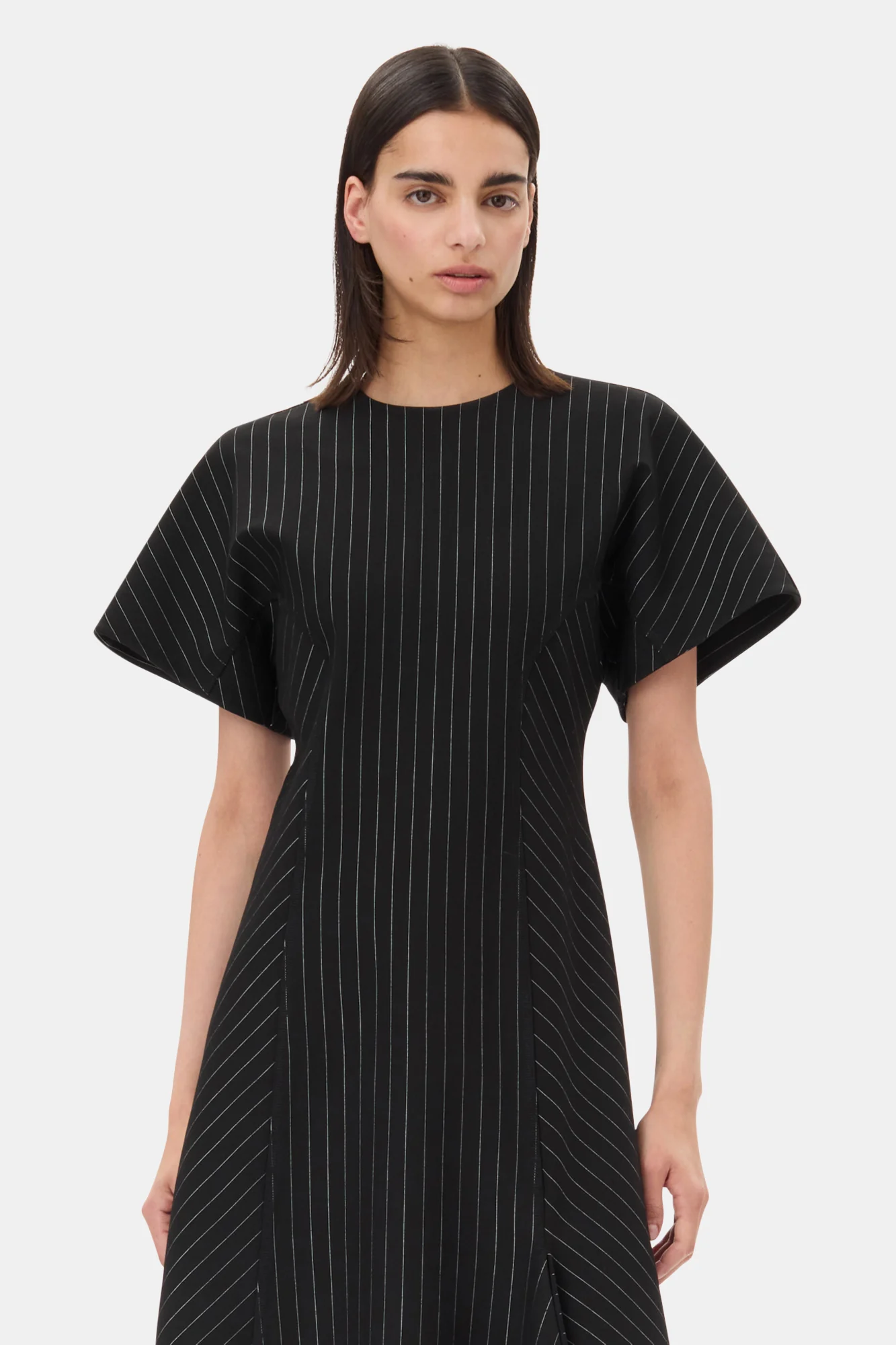Pinstripe Long Dress | Black - Image 4