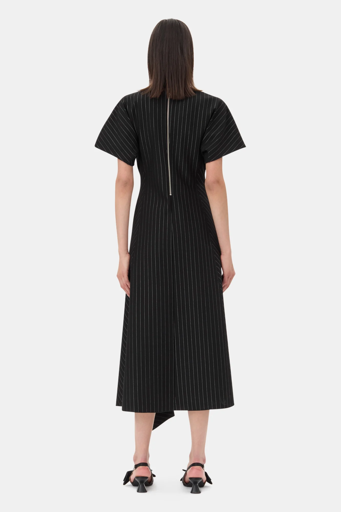 Pinstripe Long Dress | Black - Image 6