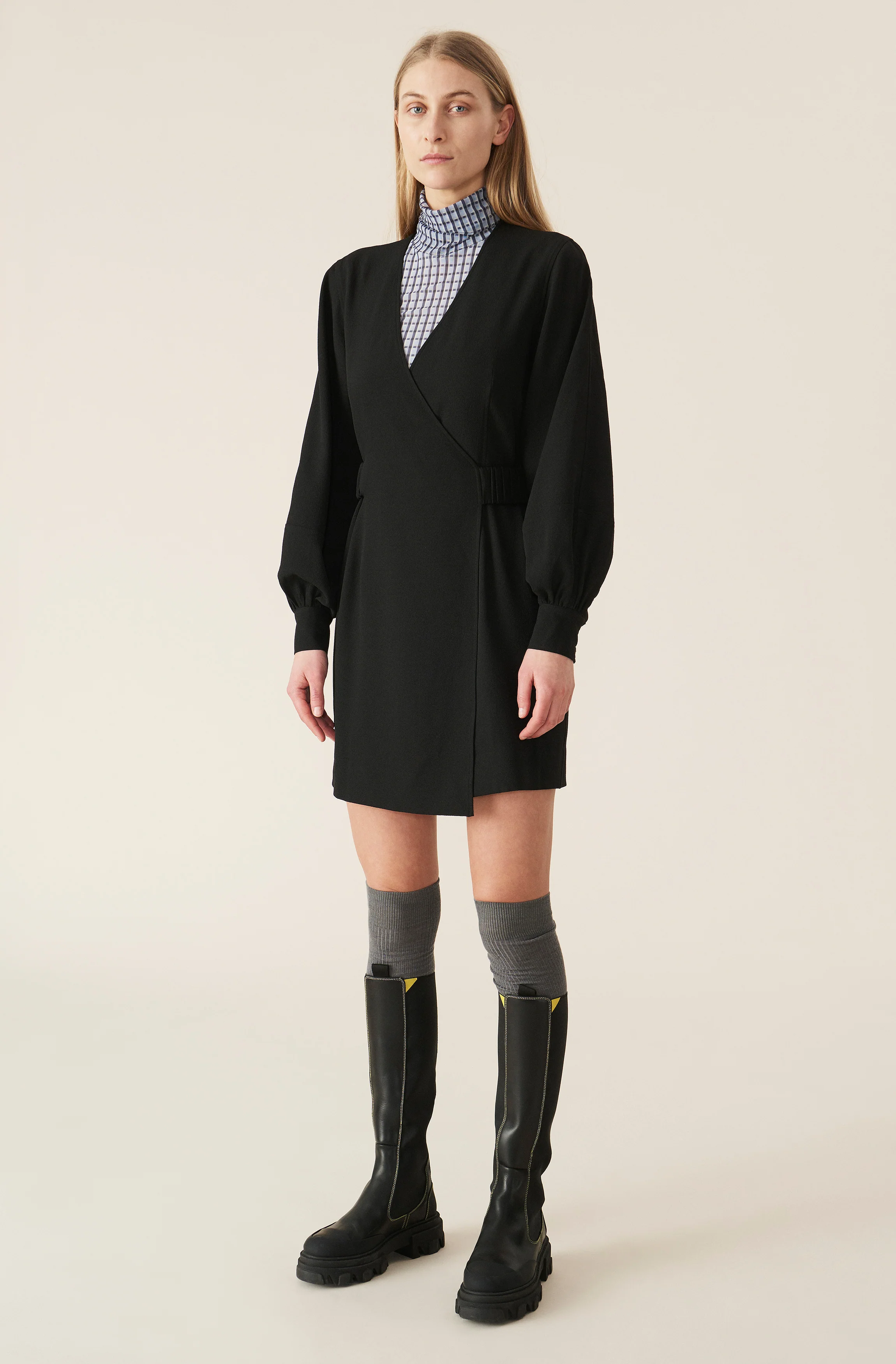 Pinstripe Mini Dress | Black - Image 2