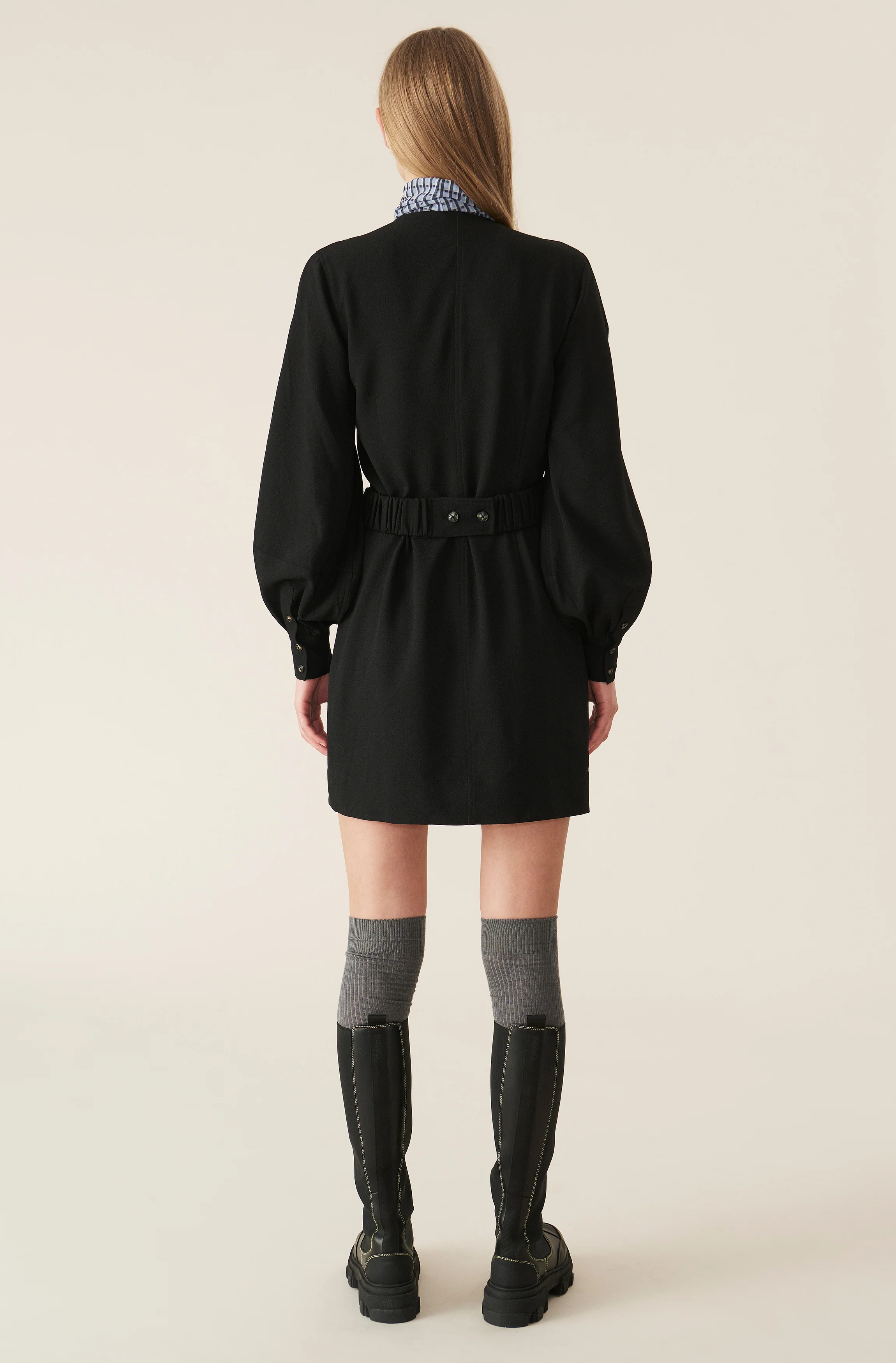 Pinstripe Mini Dress | Black - Image 3