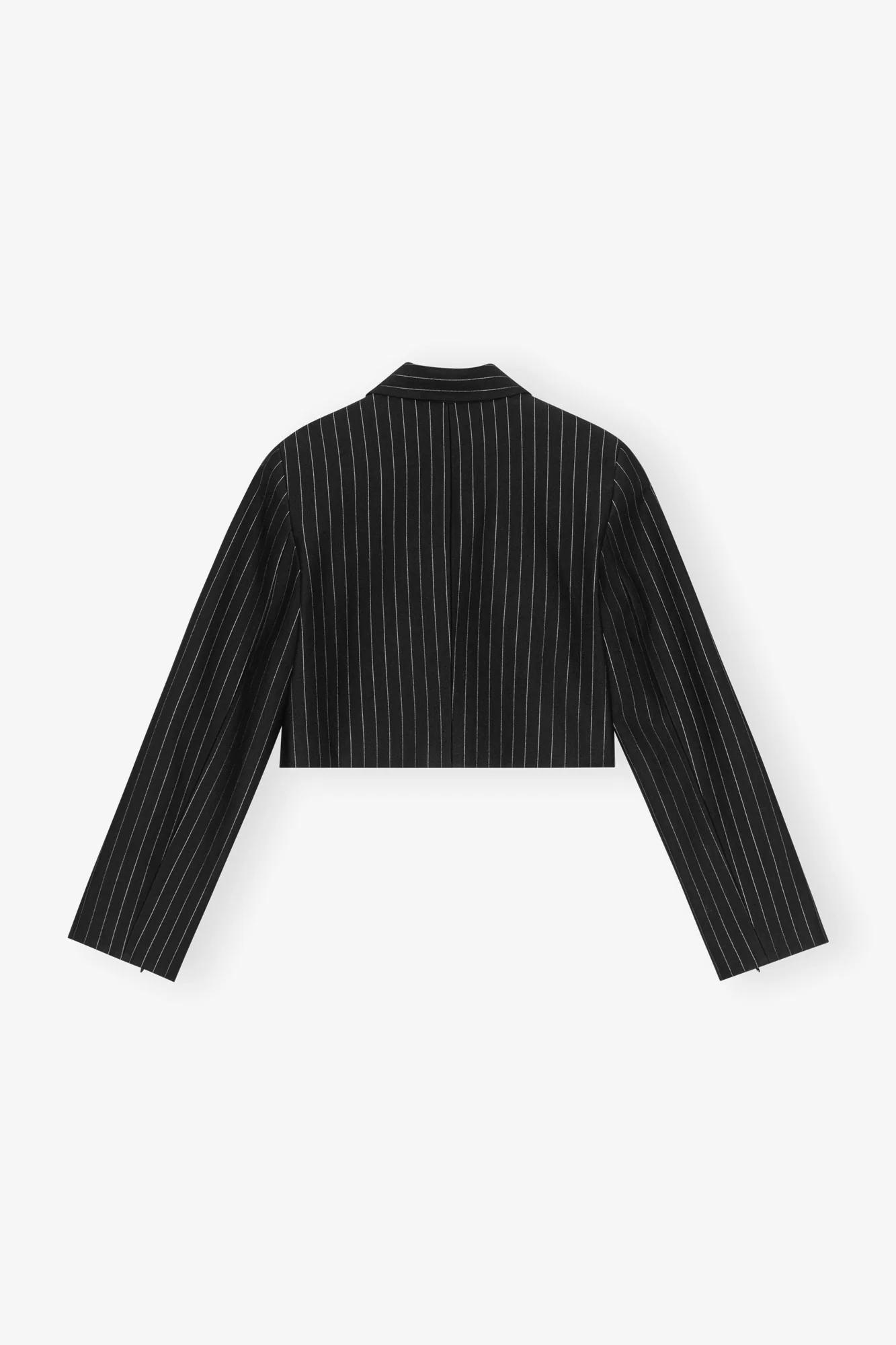 Pinstriped Cropped Blazer | Black - Image 2