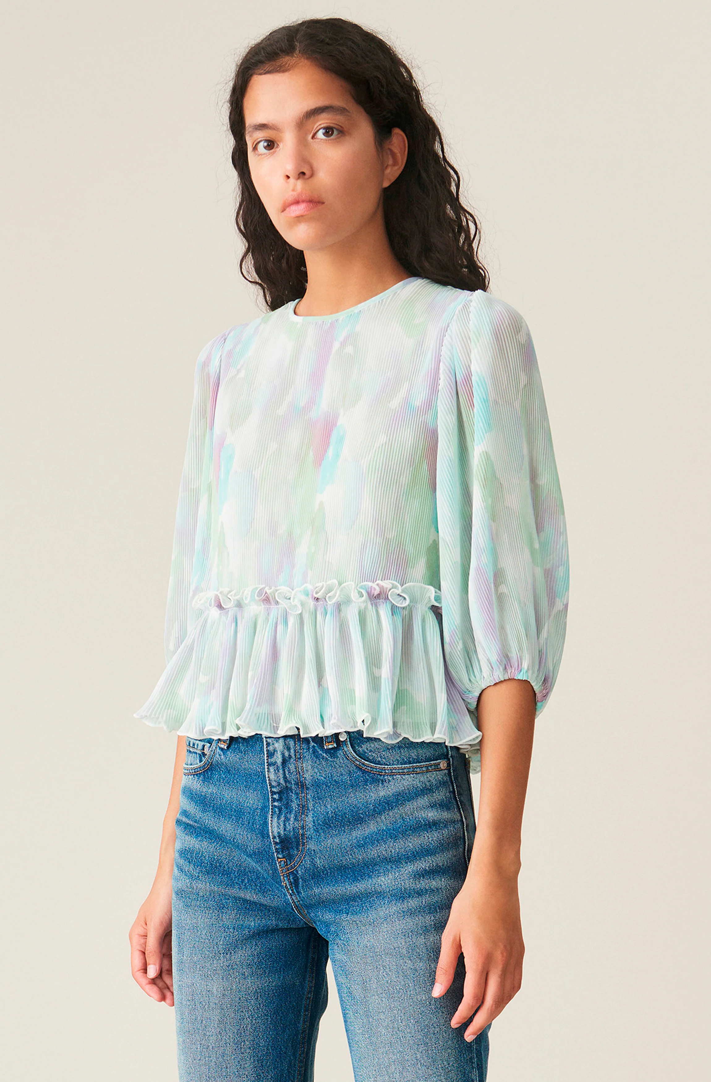 Pleated Georgette Blouse | Bright White - Image 2