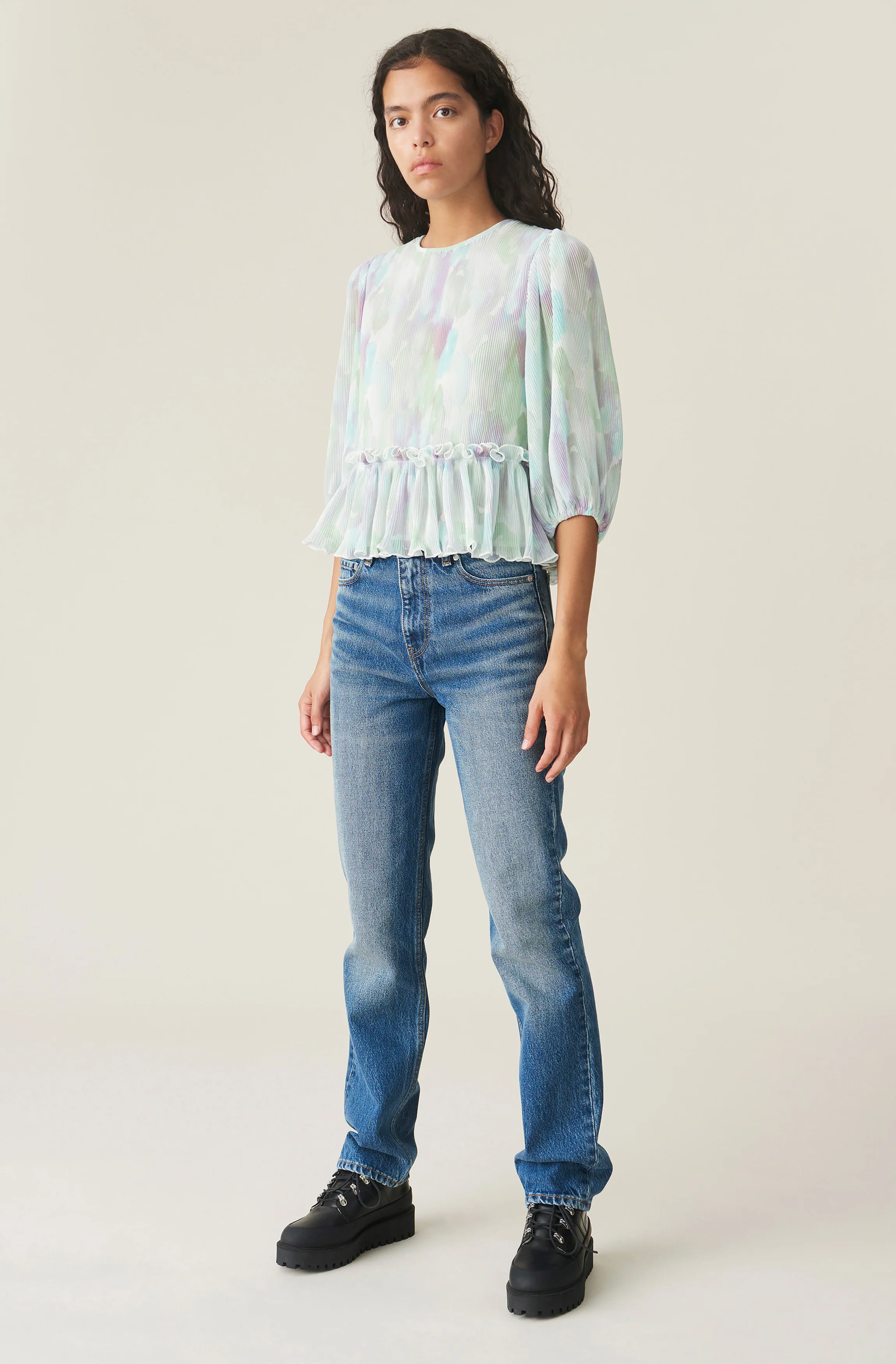 Pleated Georgette Blouse | Bright White - Image 3