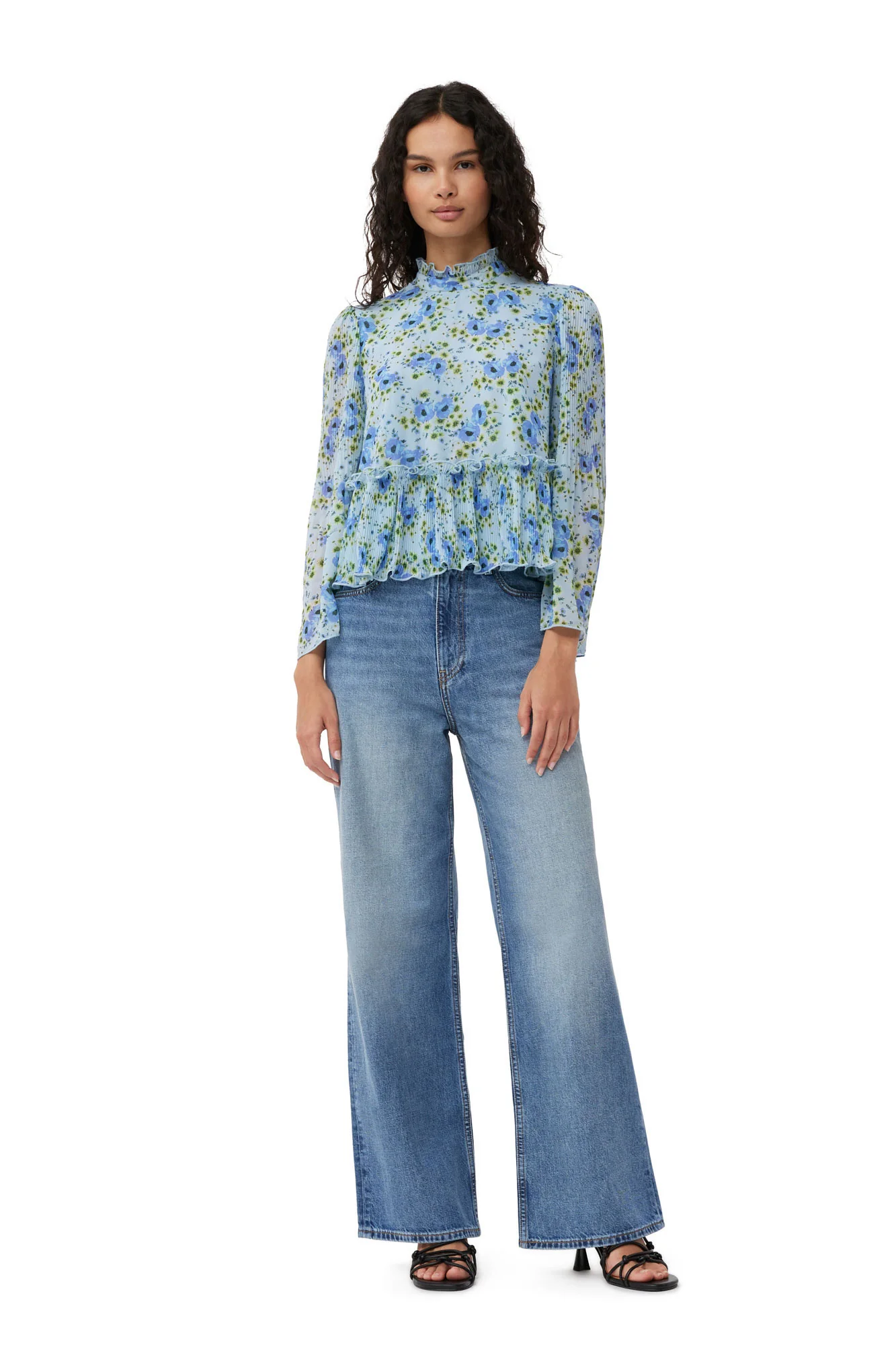 Pleated Georgette Blouse | Ice Water - Image 3