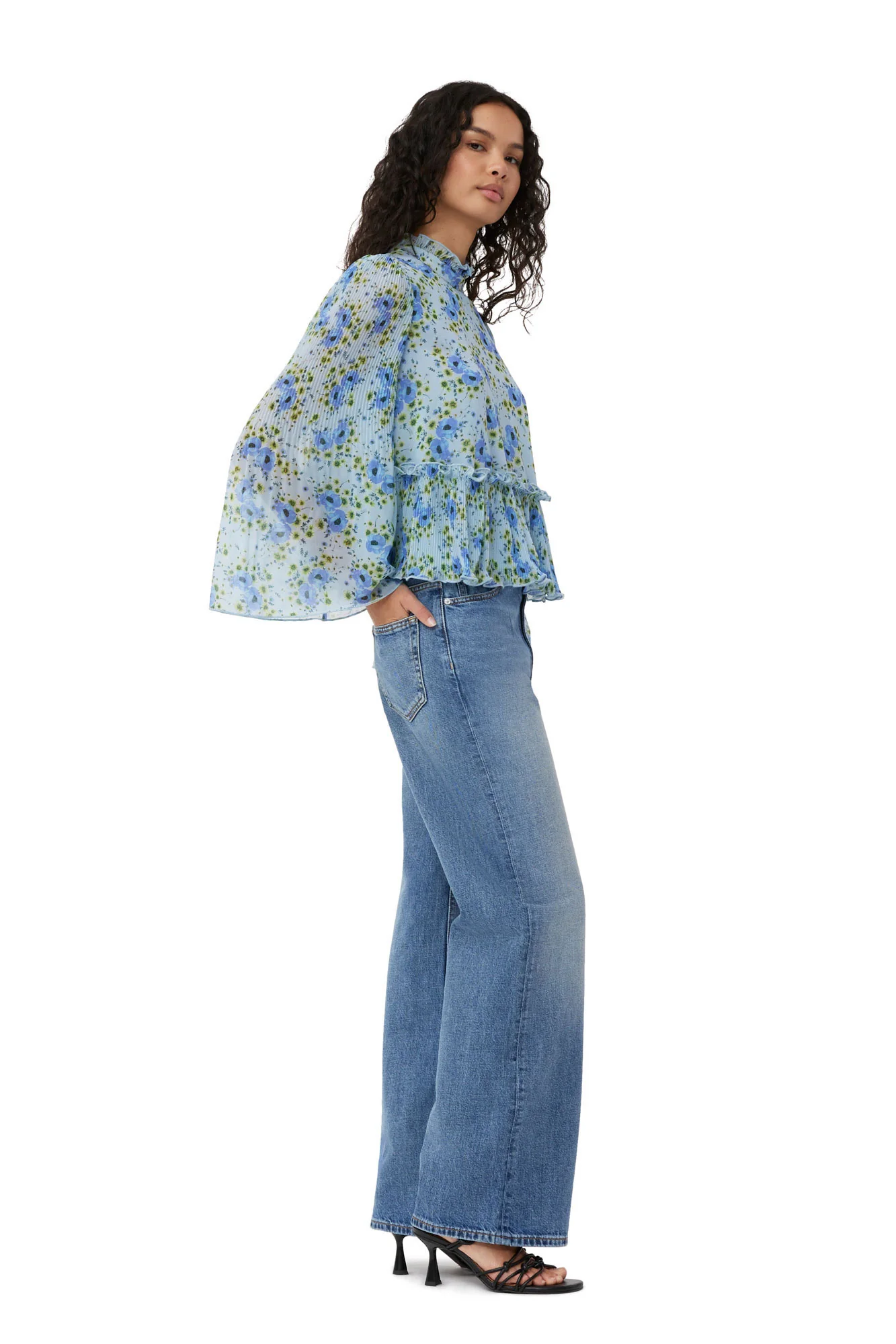 Pleated Georgette Blouse | Ice Water - Image 5