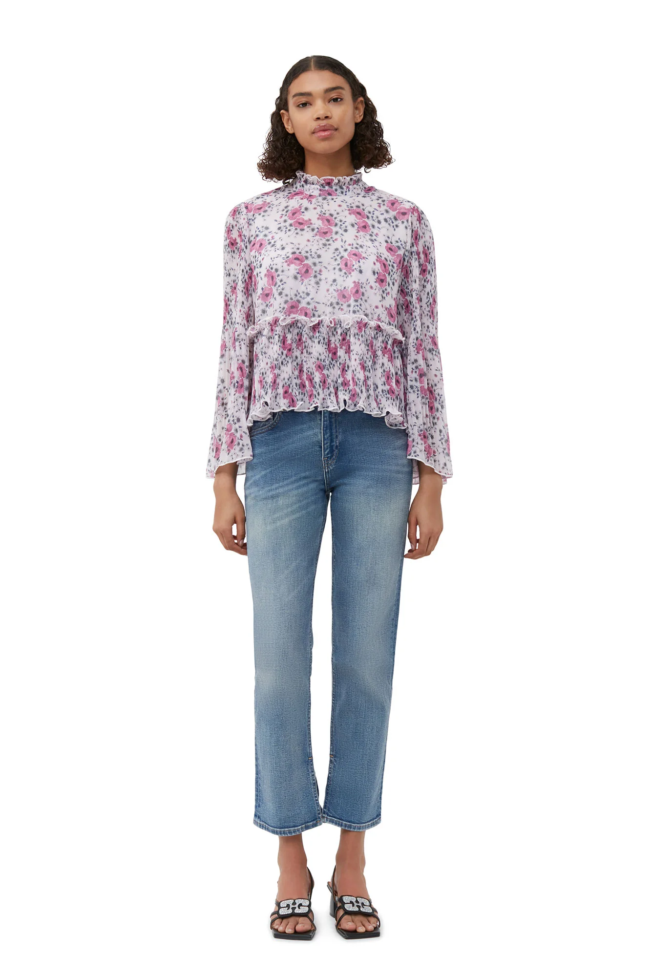 Pleated Georgette Blouse | Mauve Chalk - Image 3