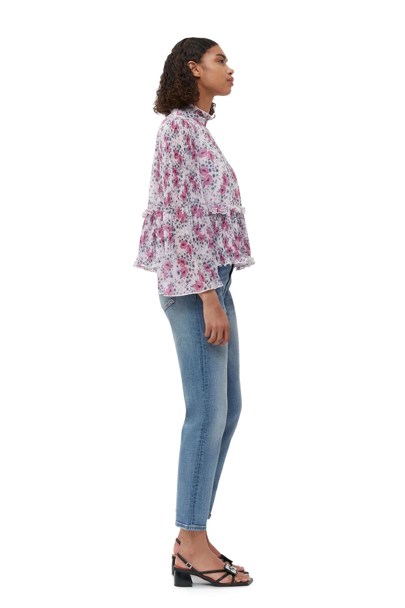 Pleated Georgette Blouse | Mauve Chalk - Image 5