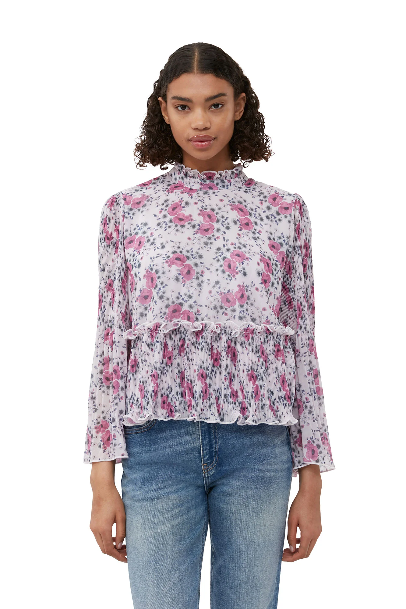 Pleated Georgette Blouse | Mauve Chalk - Image 6