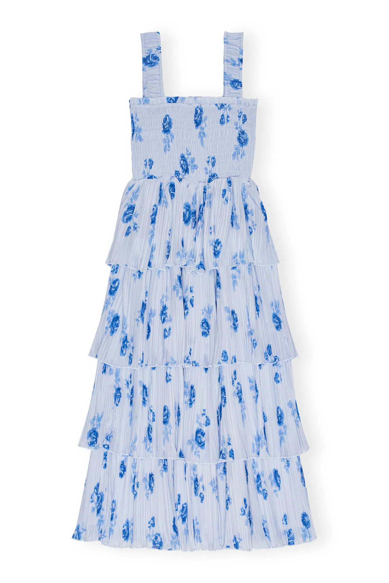 Pleated Georgette Flounce Smock Dress | Heather