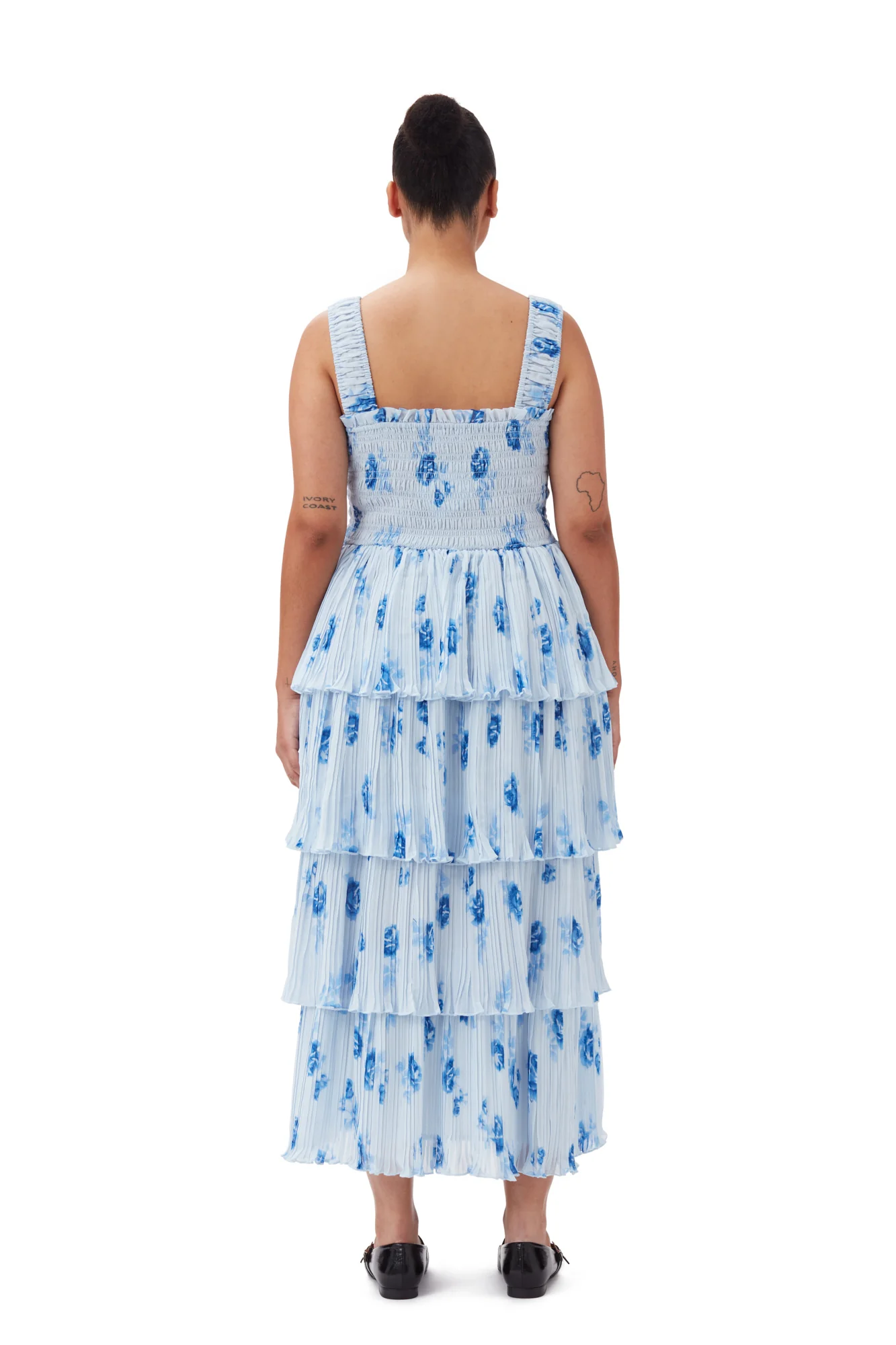 Pleated Georgette Flounce Smock Dress | Heather - Image 10