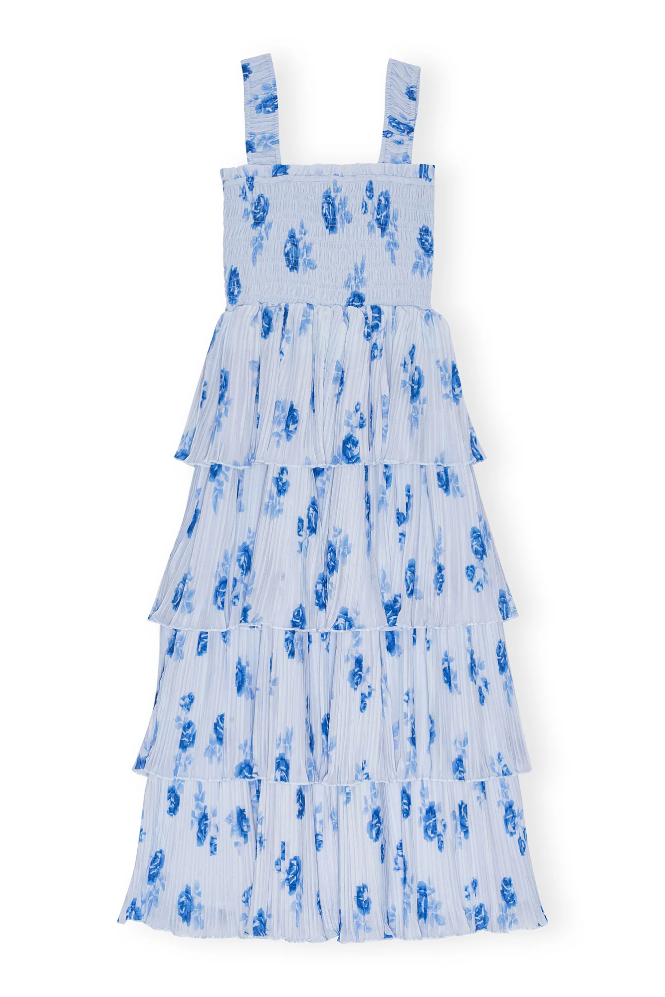 Pleated Georgette Flounce Smock Dress | Heather - Image 2