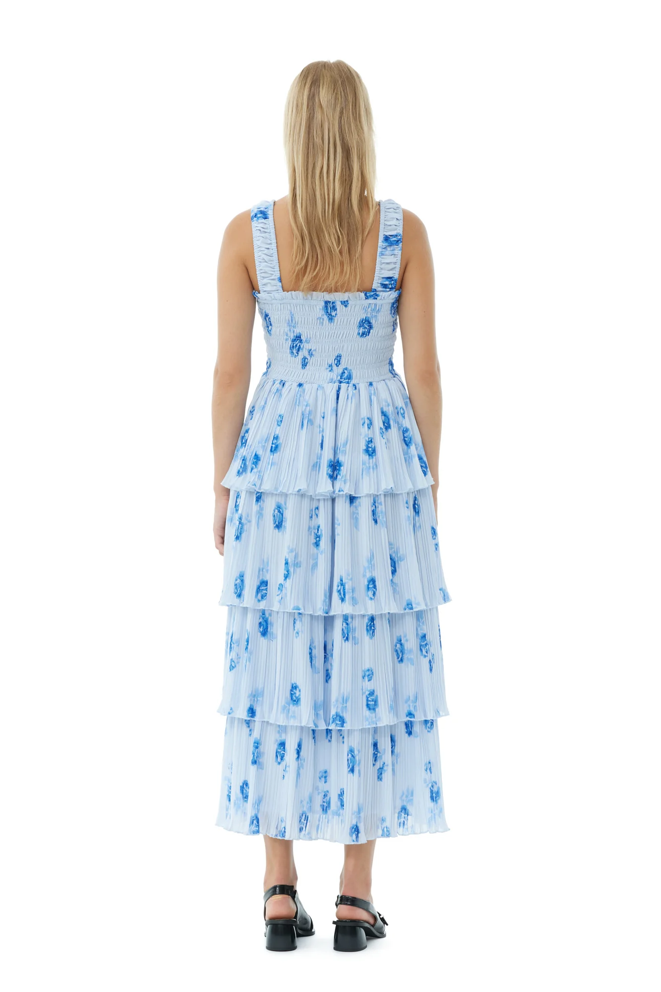 Pleated Georgette Flounce Smock Dress | Heather - Image 6
