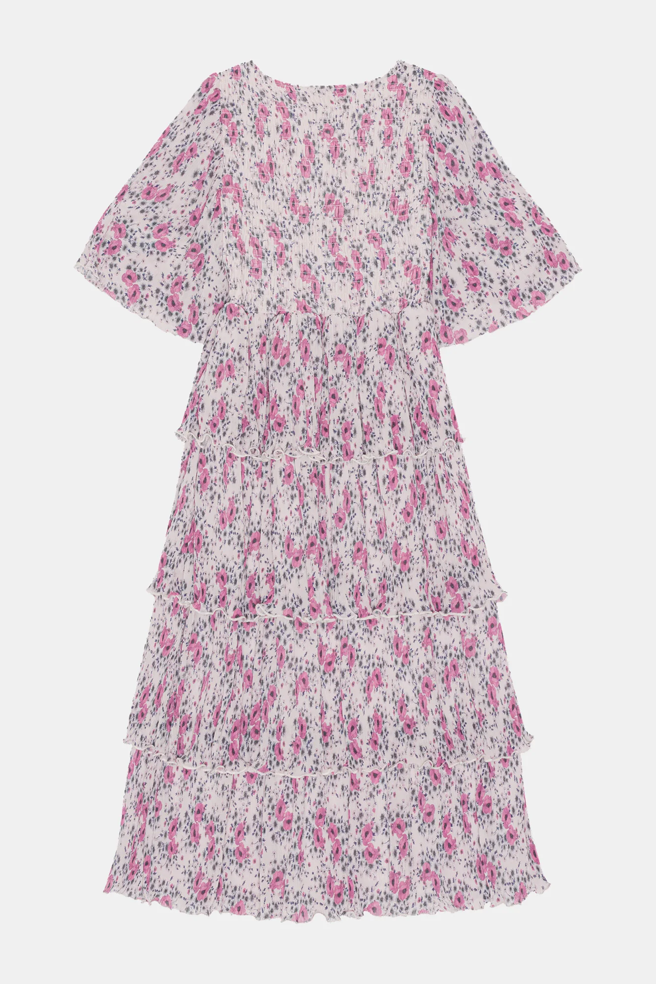 Pleated Georgette Flounce Smock Midi Dress | Mauve Chalk - Image 2