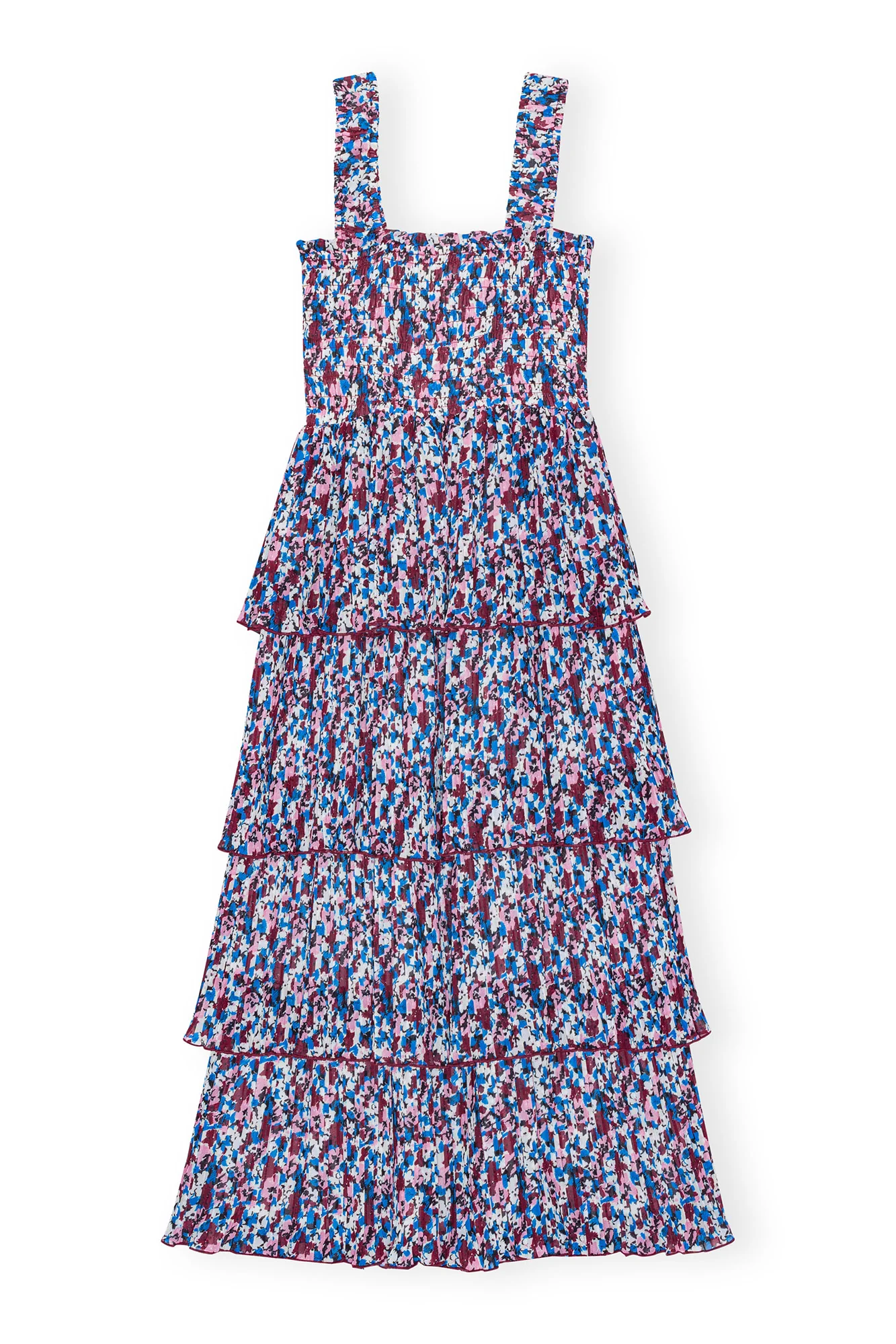 Pleated Georgette Flounce Smock Midi Dress | Multicolor - Image 2
