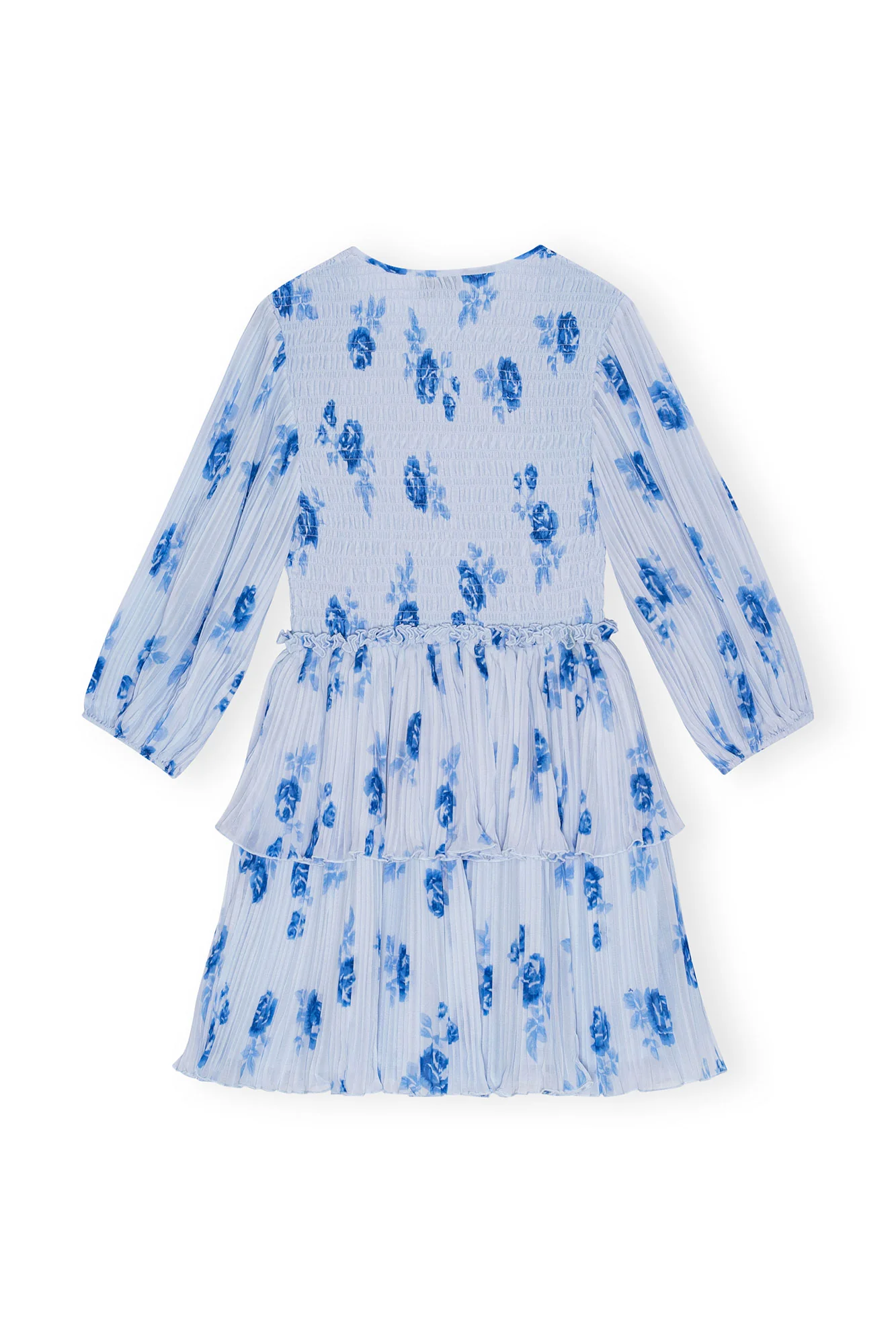 Pleated Georgette Flounce Smock Mini Dress | Heather - Image 2