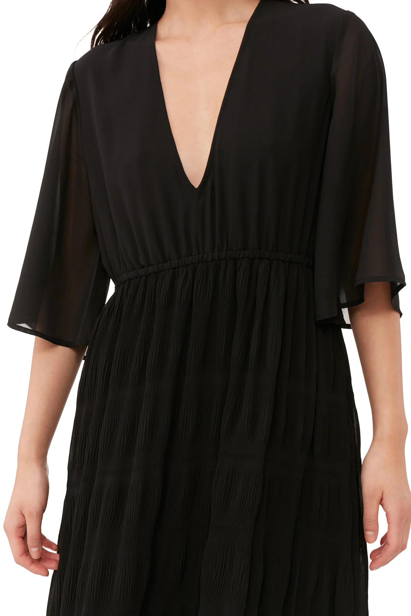 Pleated Georgette Maxi Dress | Black - Image 6