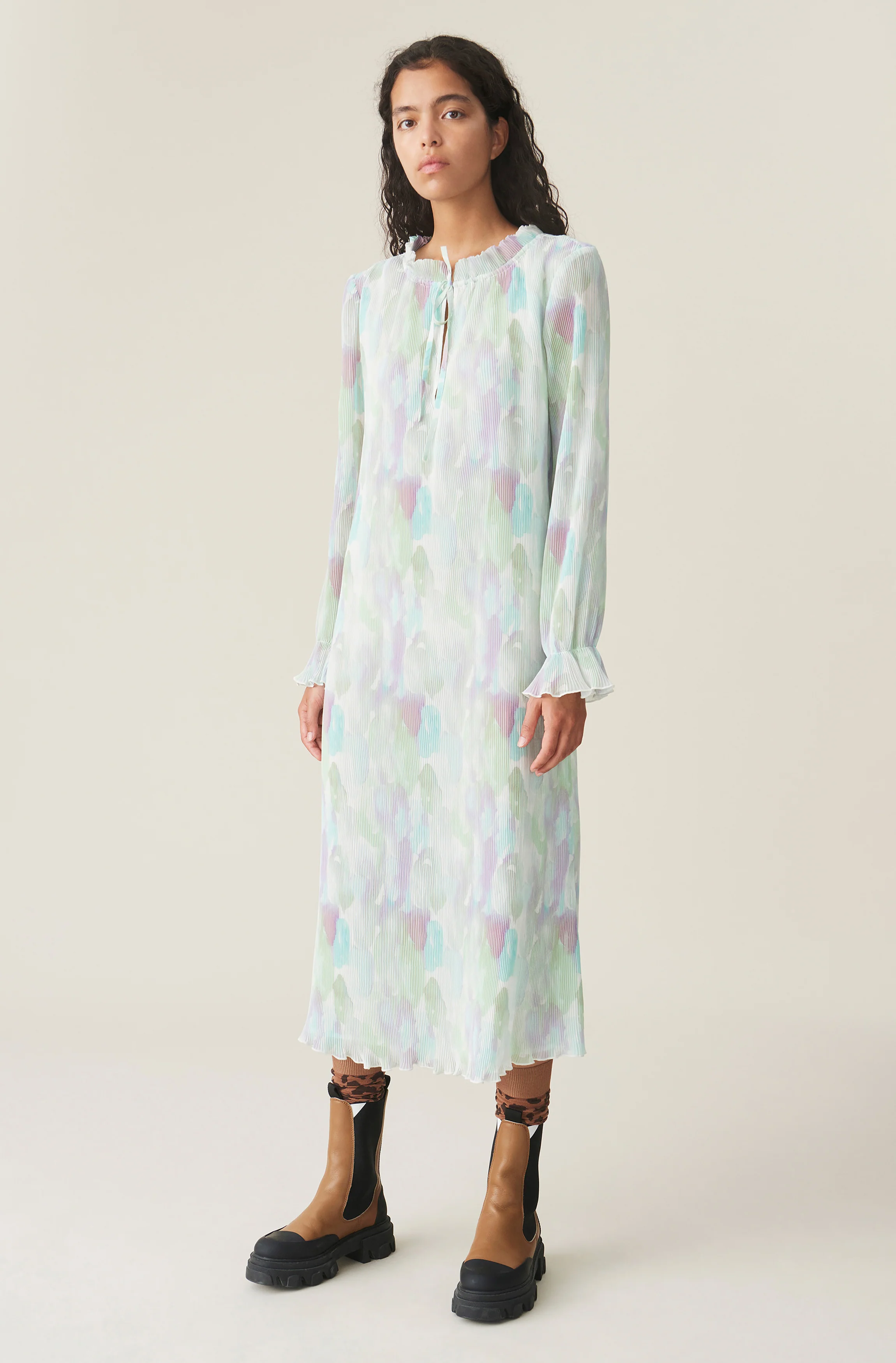 Pleated Georgette Maxi Dress | Bright White - Image 2