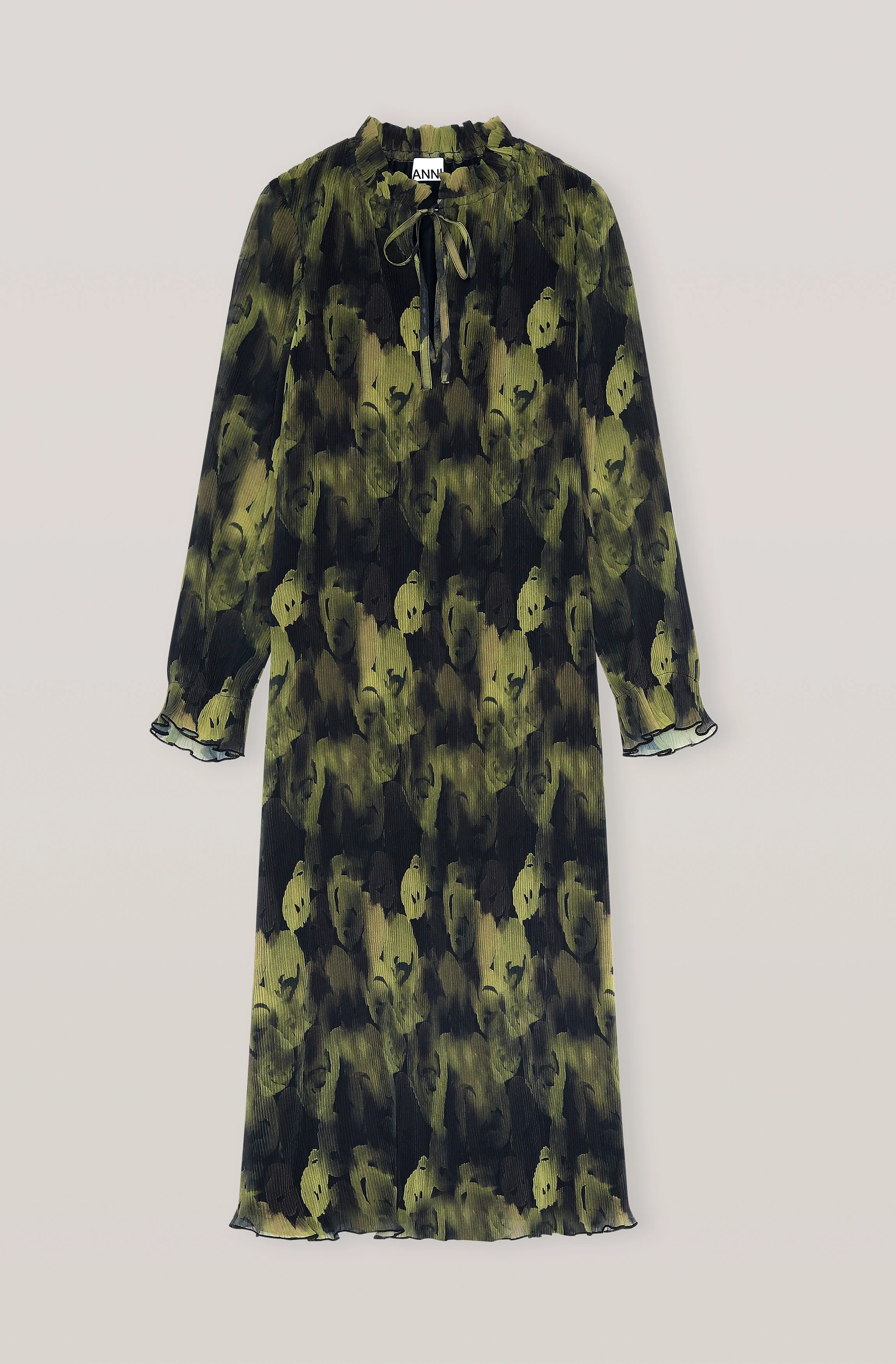 Pleated Georgette Maxi Dress | Olive Drab