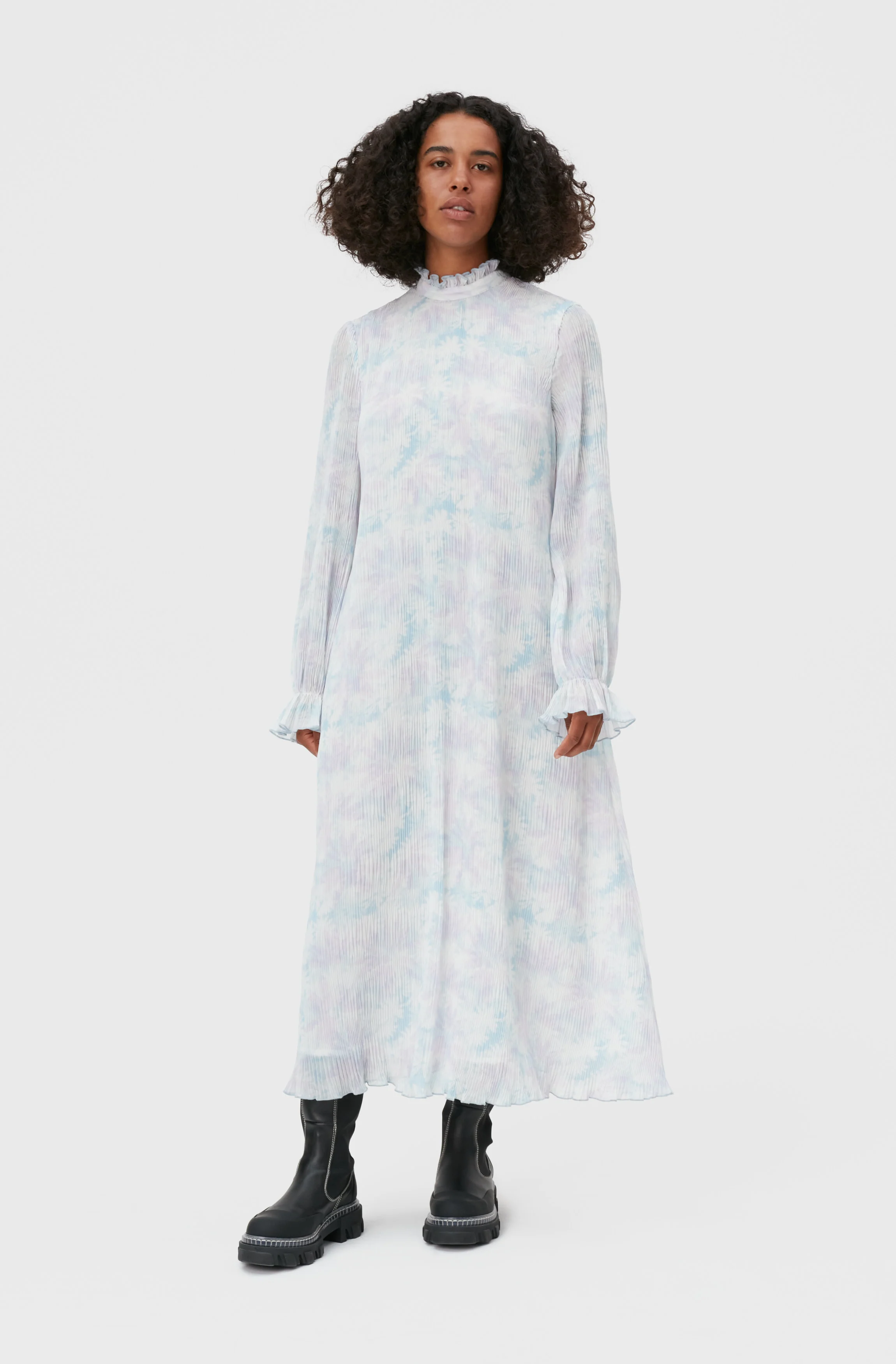 Pleated Georgette Midi Dress | Cherry Blossom - Image 3