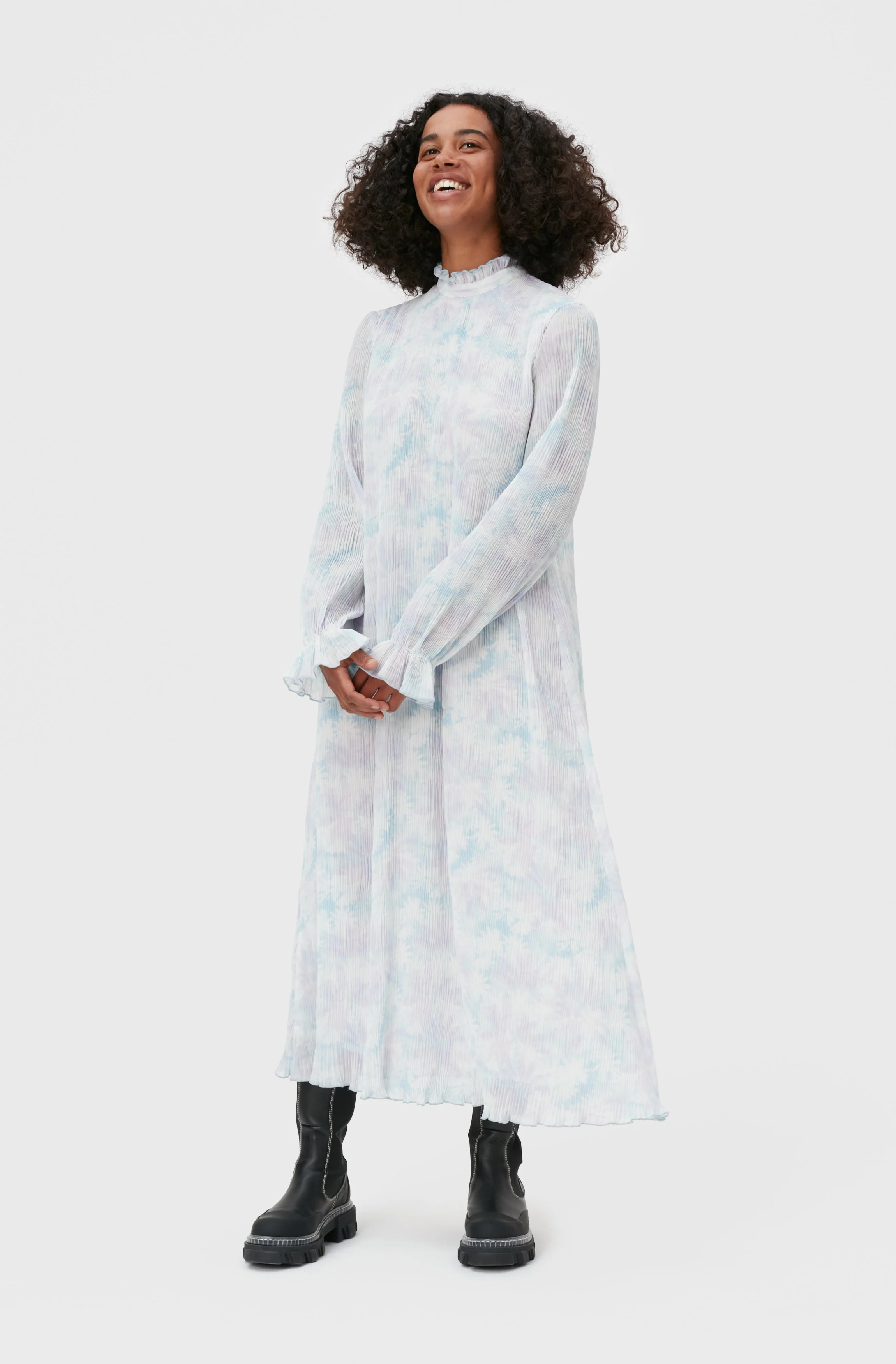 Pleated Georgette Midi Dress | Cherry Blossom - Image 4