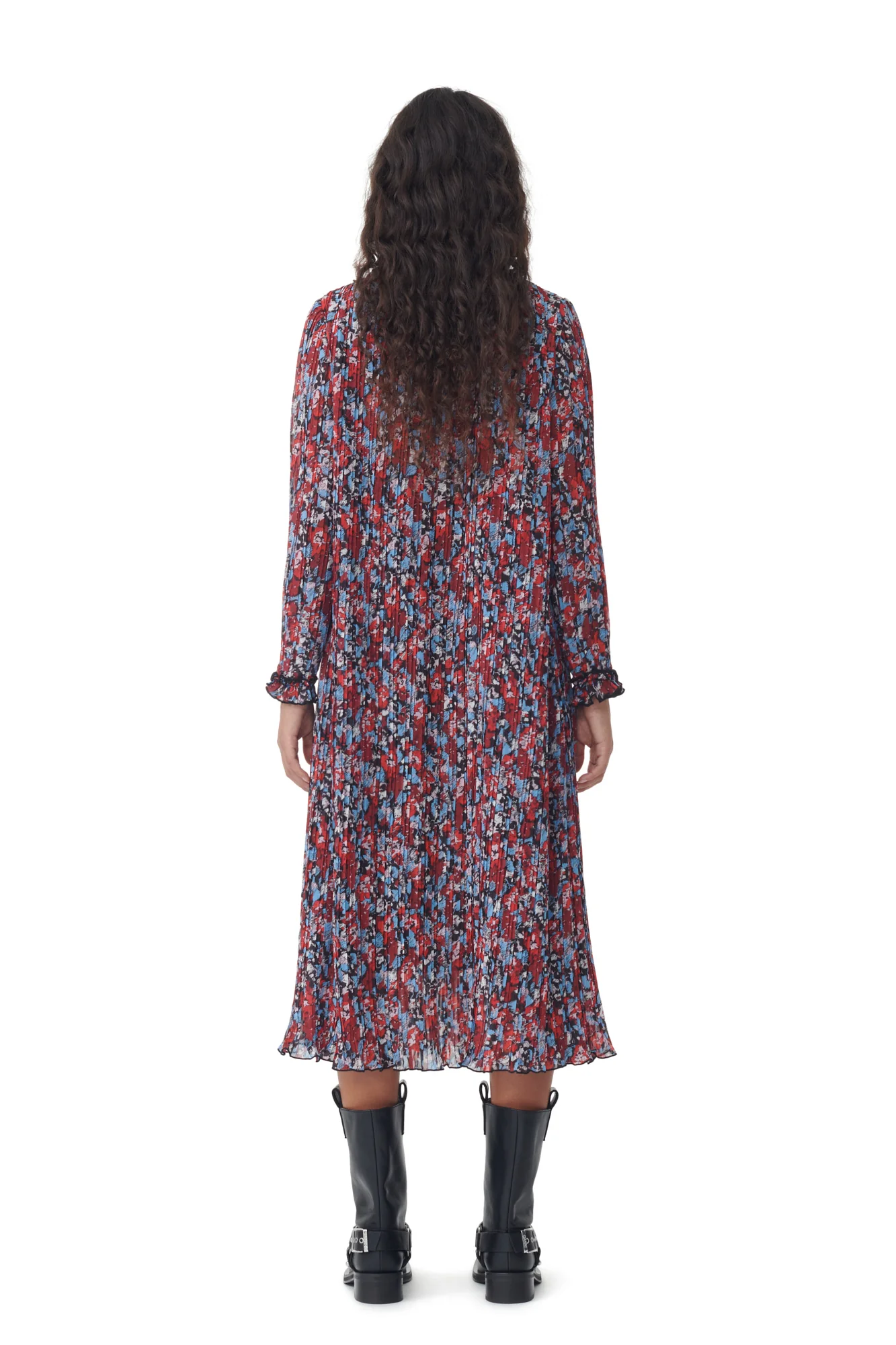 Pleated Georgette Midi Dress | High Risk Red - Image 4