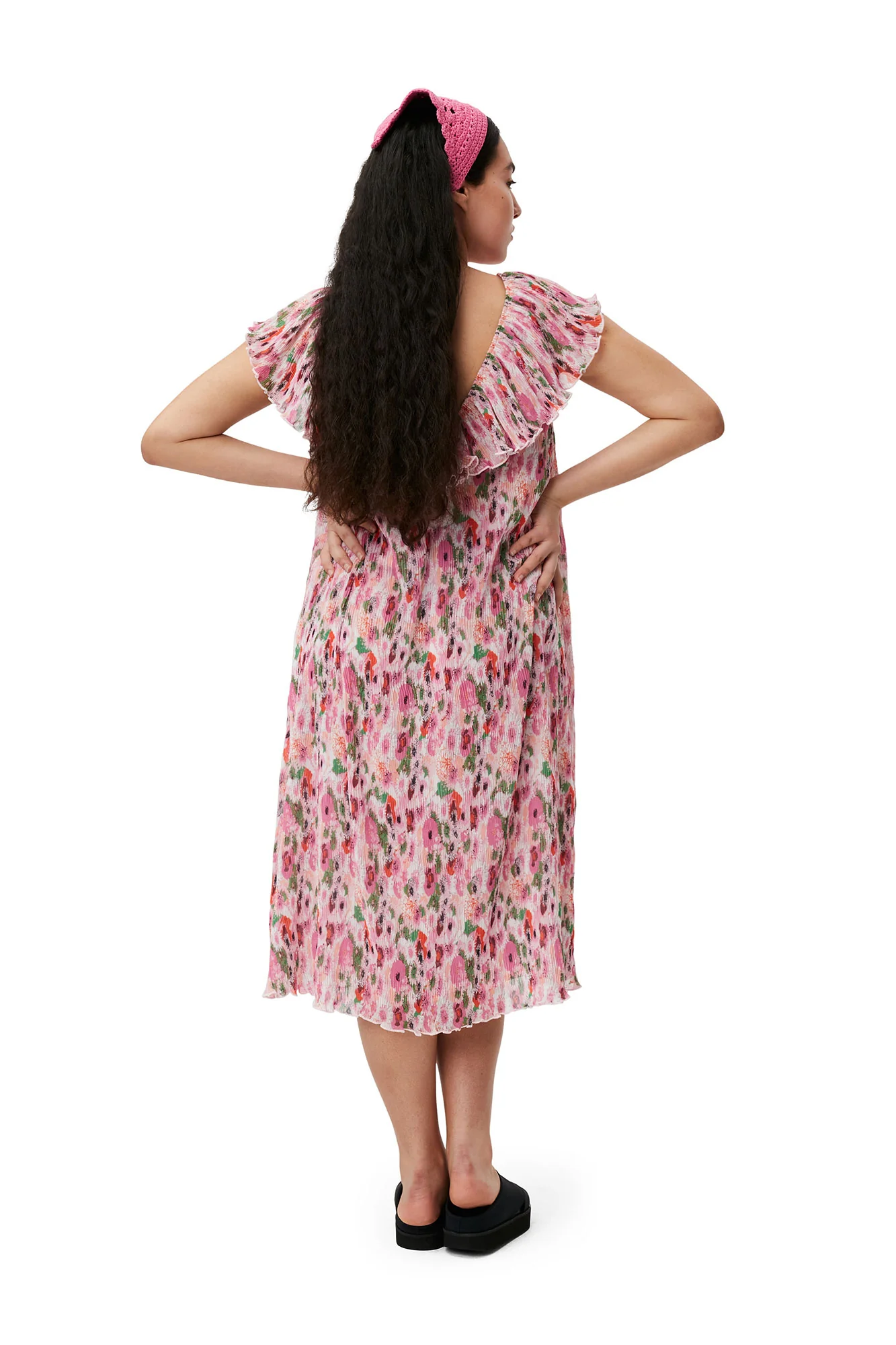 Pleated Georgette Midi Dress | Sugar Plum - Image 5