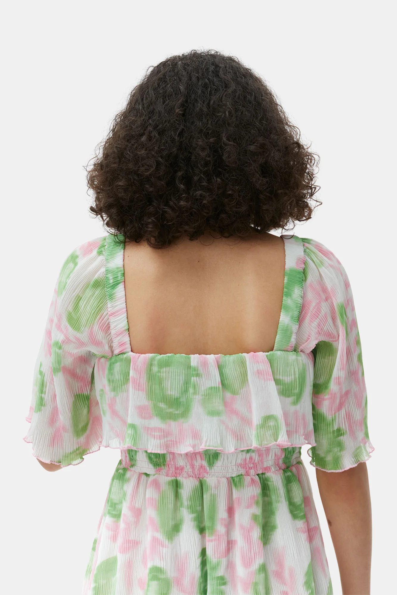 Pleated Georgette Midi Smock Dress | Pink Tulle - Image 6