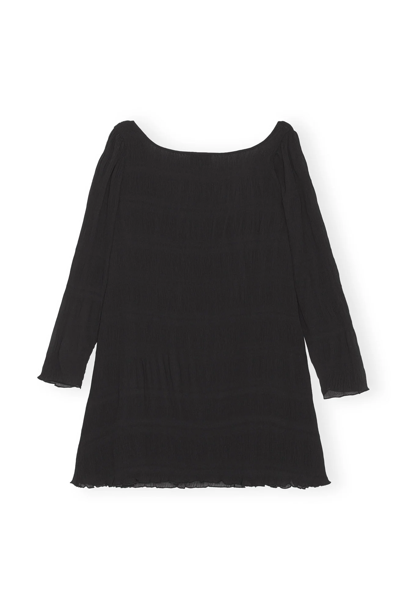 Pleated Georgette Mini Dress | Black - Image 2