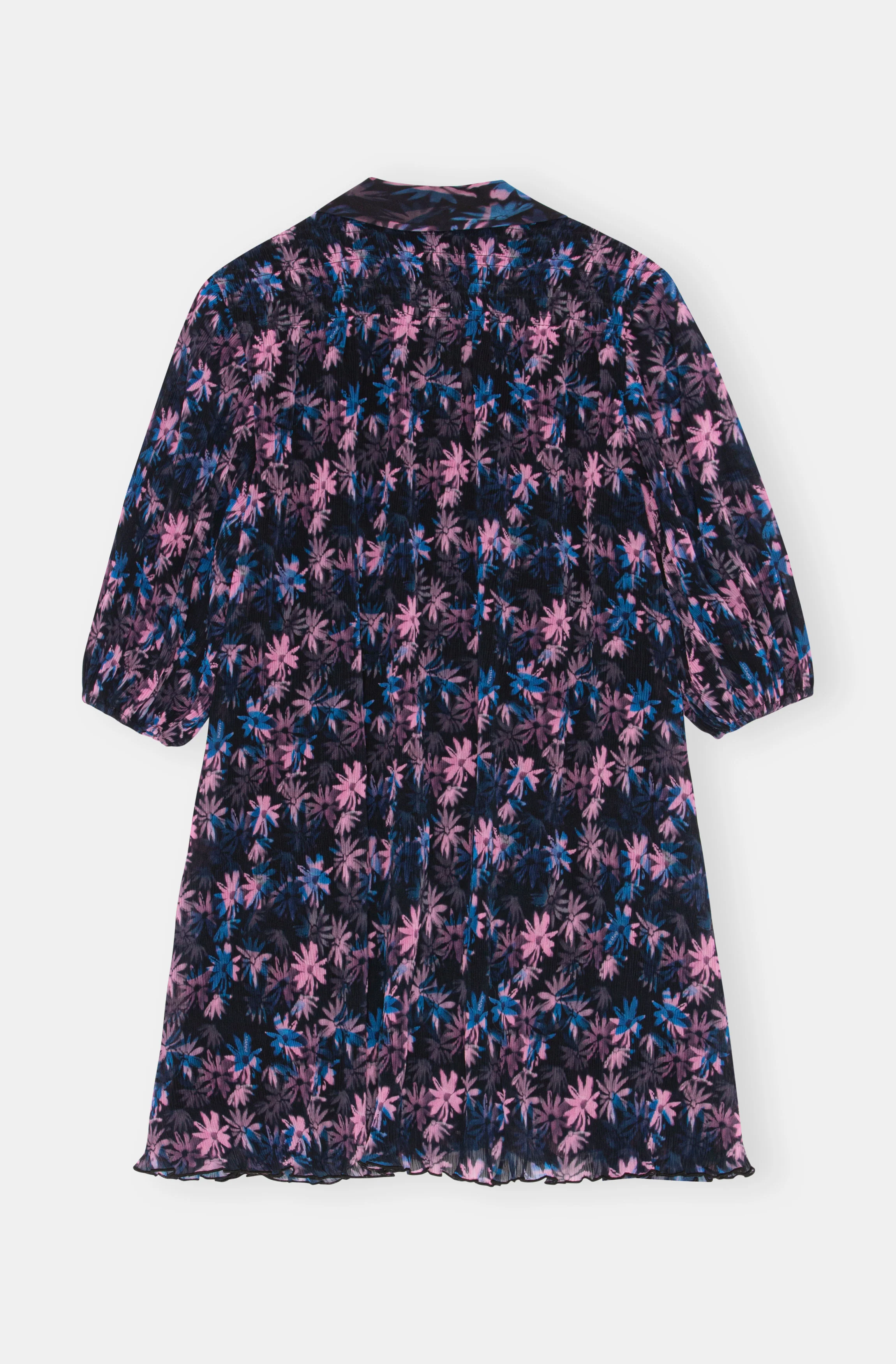Pleated Georgette Mini Dress | Daisy Spray Lilac Sachet - Image 2