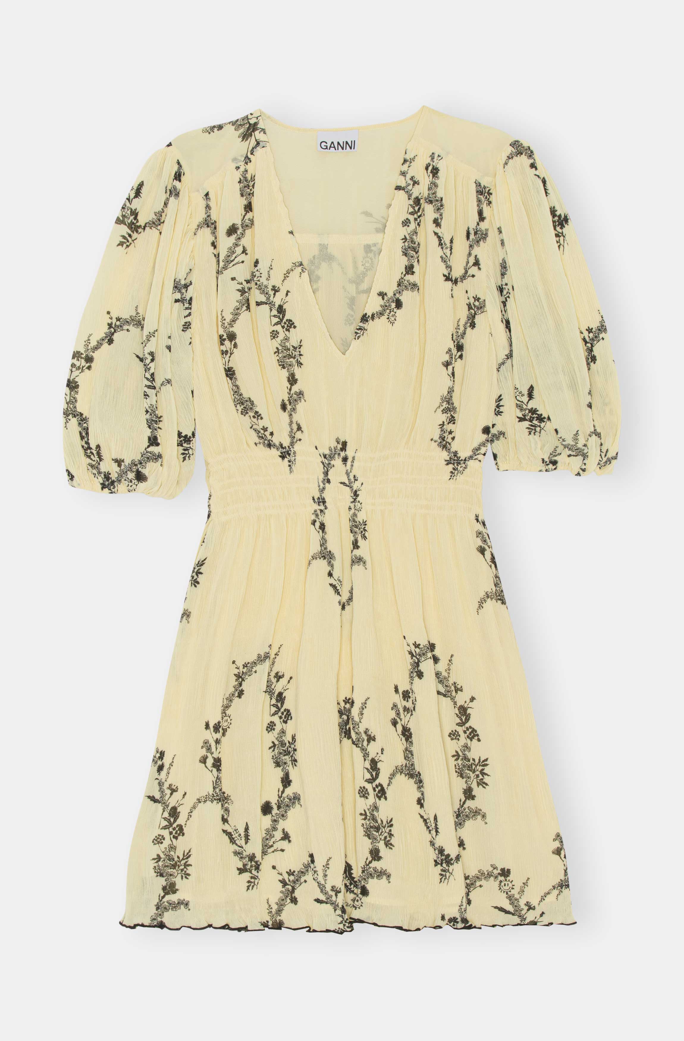 Pleated Georgette Mini Dress | Floral Shadow Flan