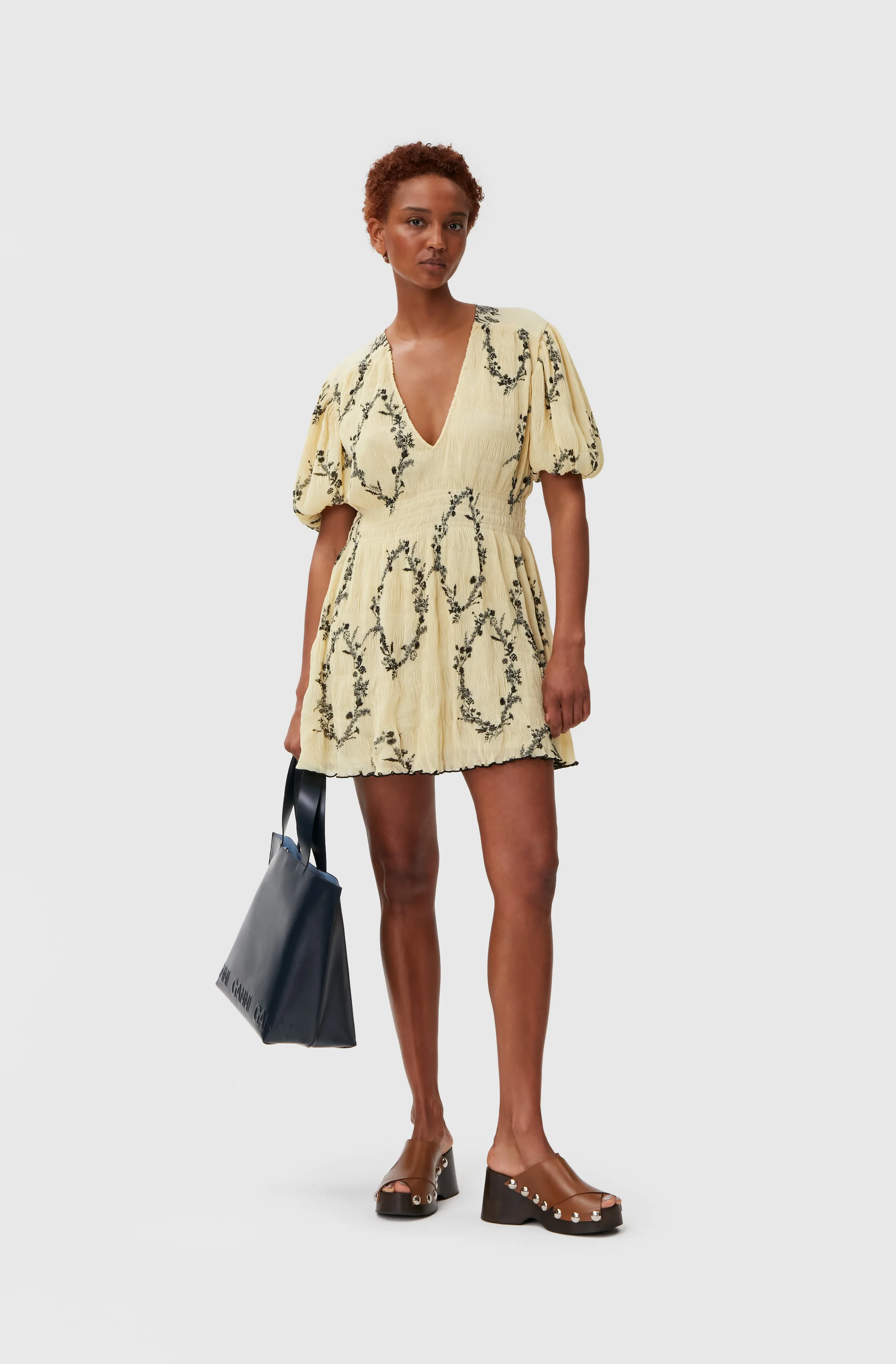 Pleated Georgette Mini Dress | Floral Shadow Flan - Image 3