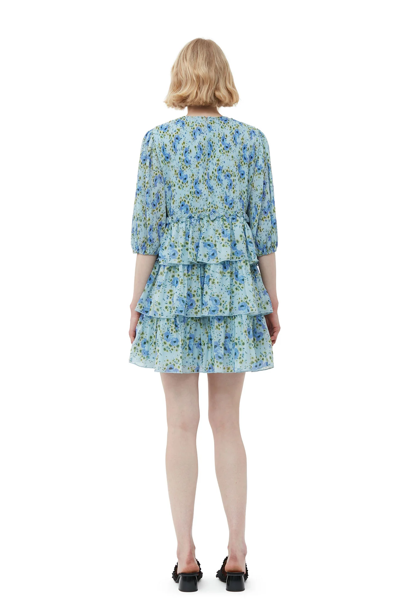 Pleated Georgette Mini Dress | Ice Water - Image 4